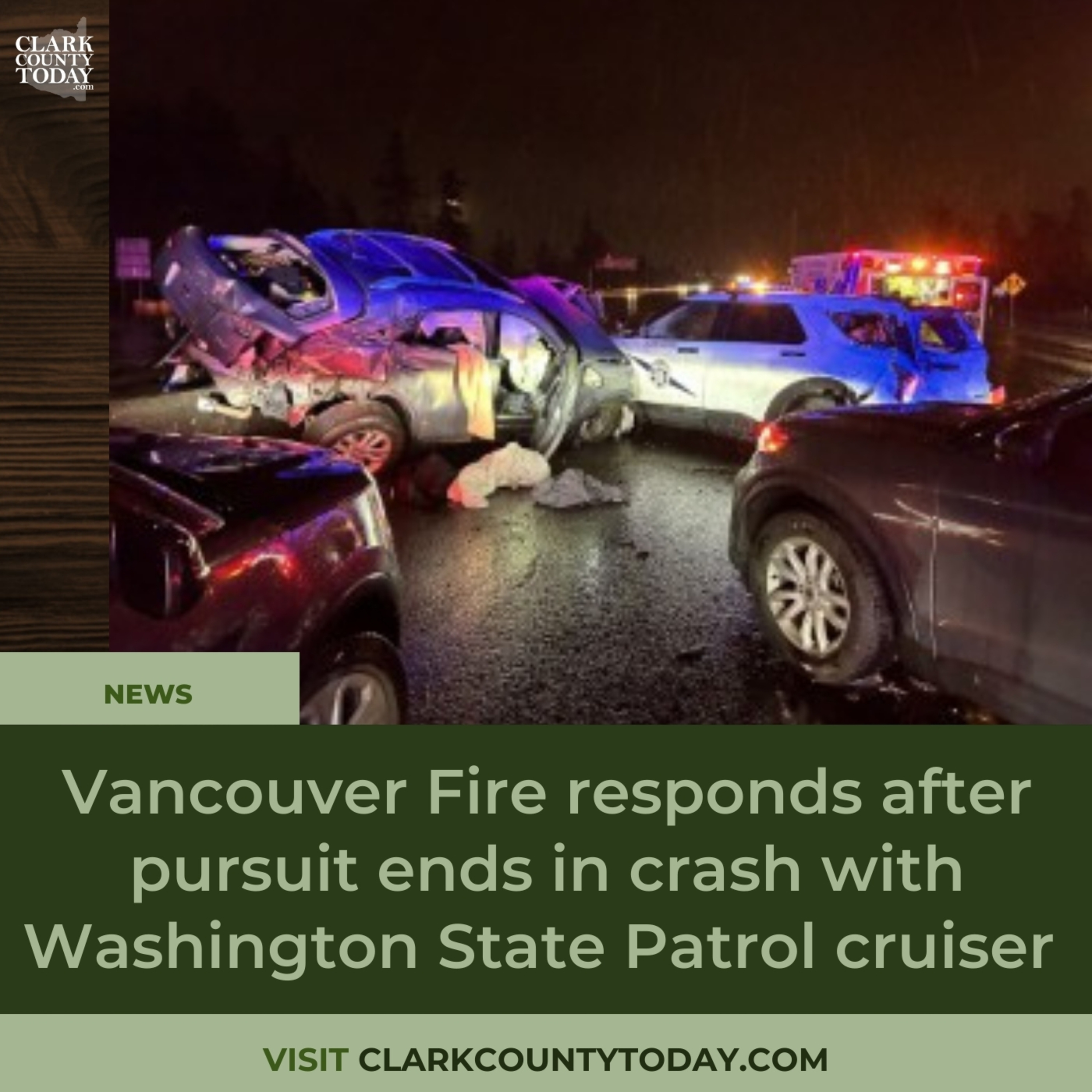 Suspect pursuit ends in crash sending three to hospital in Vancouver