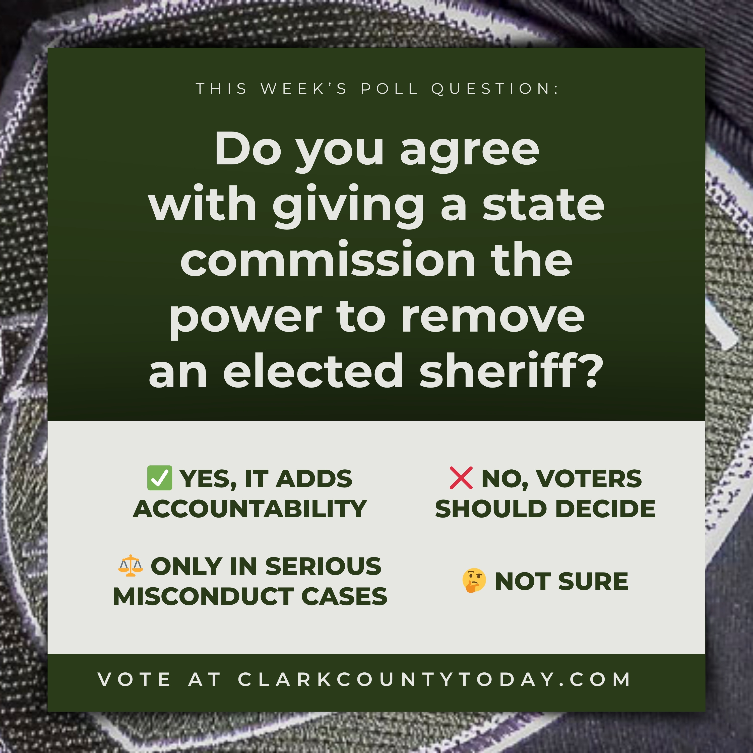Sheriff Removal in Washington: Poll Gauges Public on State Commission Power