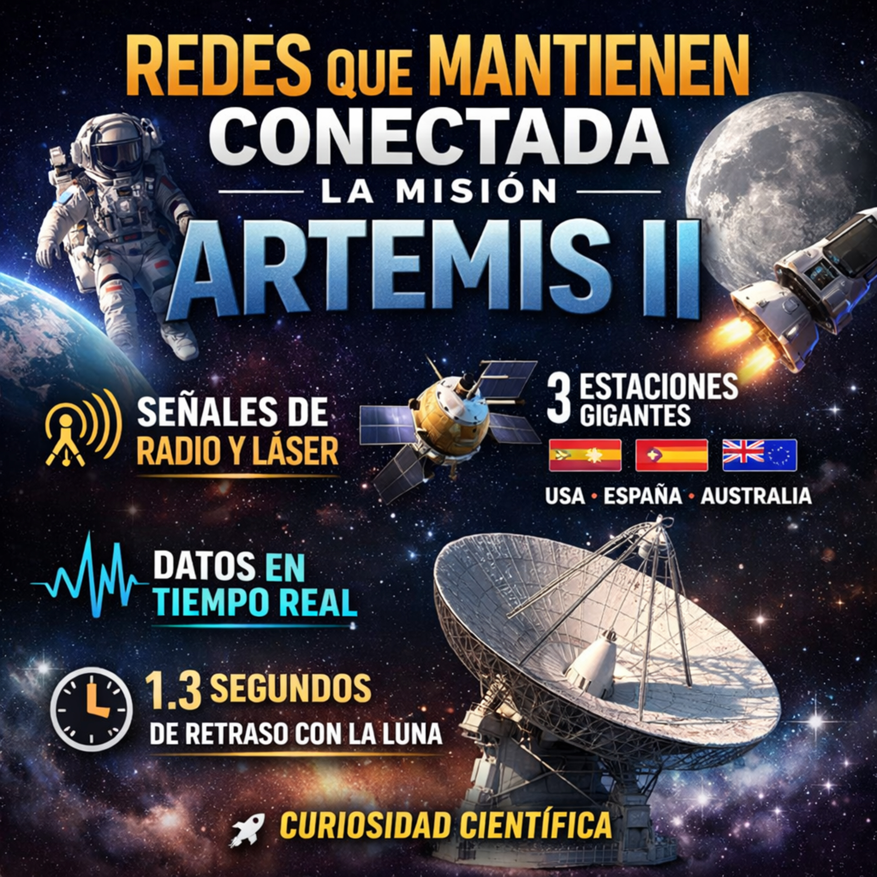 Redes que mantienen conectada la misión Artemis II 