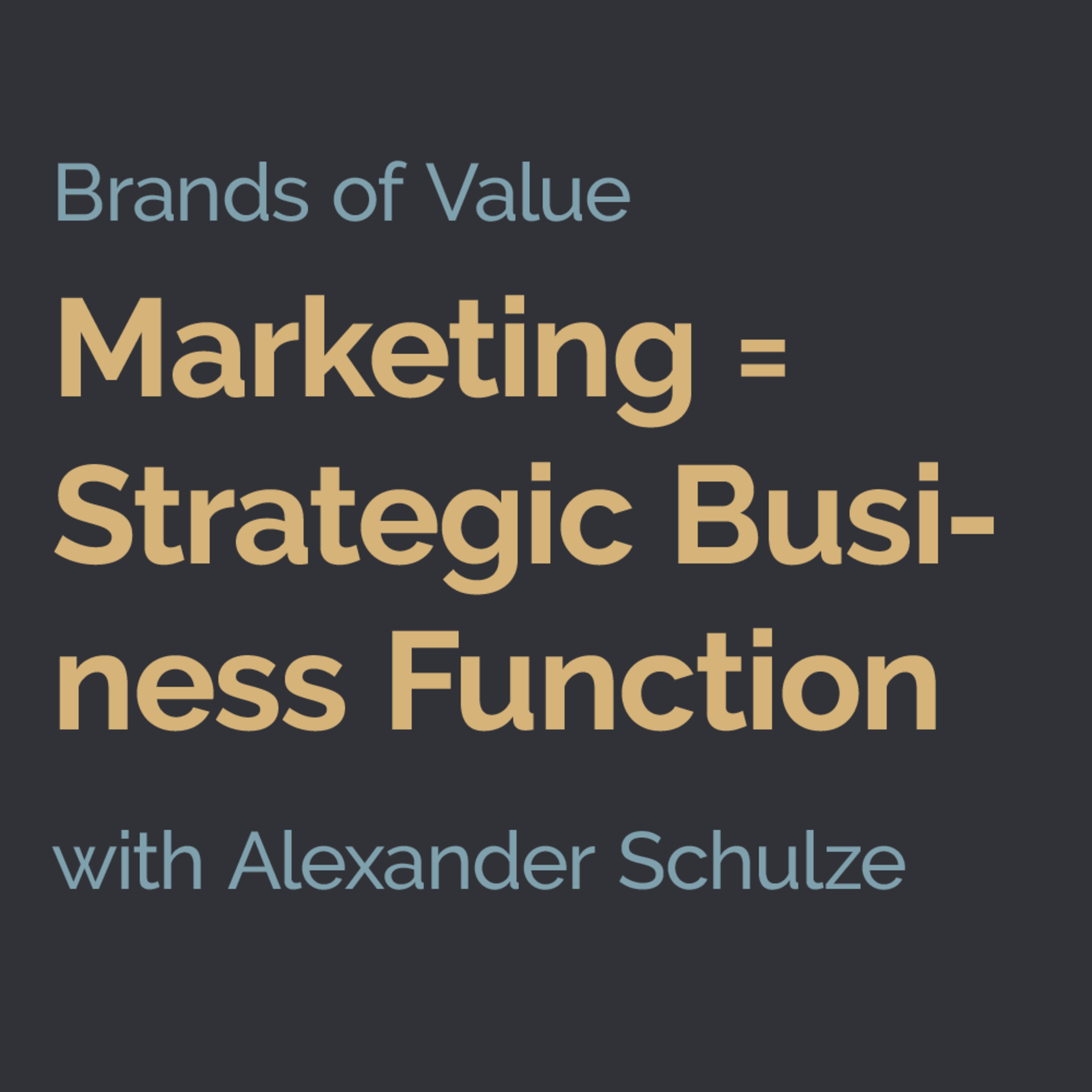 Marketing = strategic business function. - feat. Alexander Schulze | 007