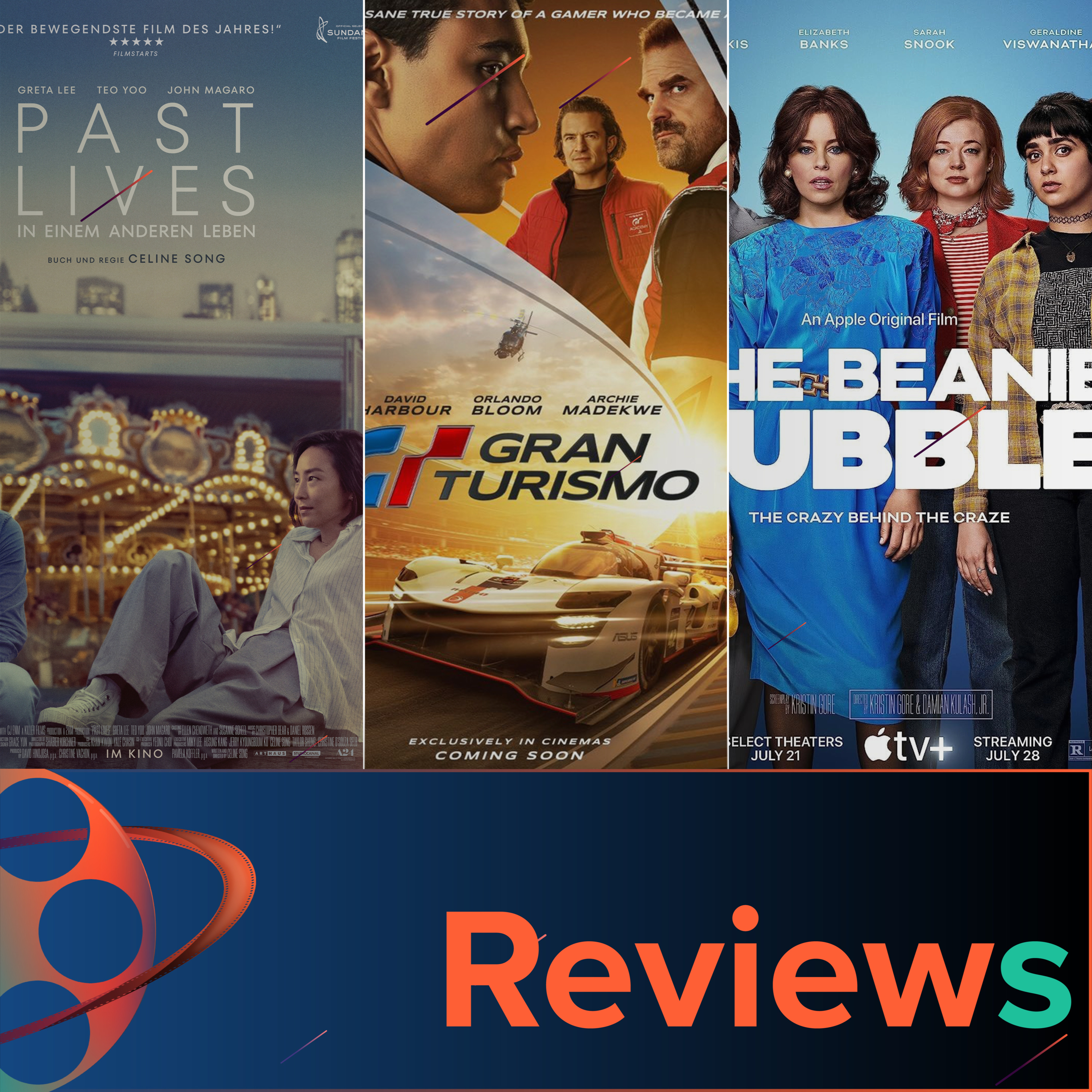PFG Reviews (Gran Turismo, Past Lives, The Beanie Bubble) episode artwork
