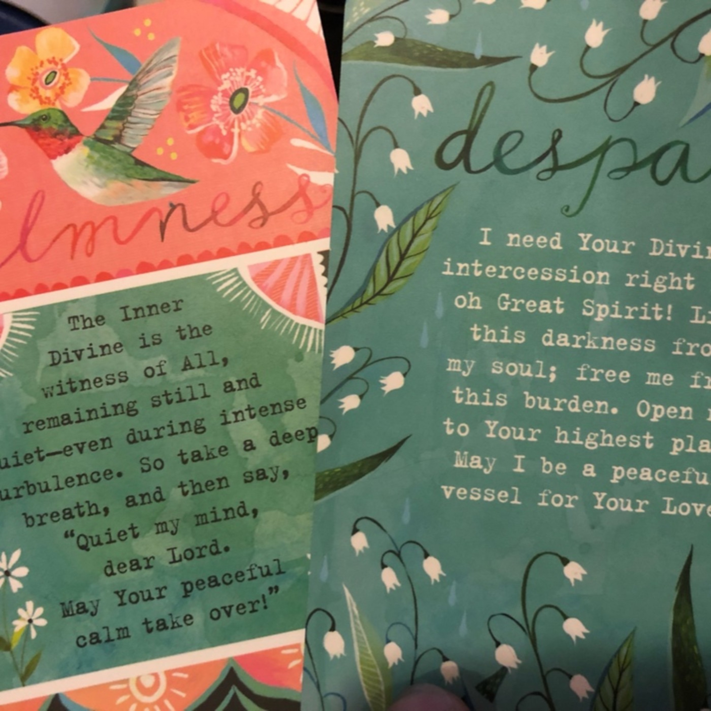 Calmness & despair cards: yep. I was out of alignment this morning.