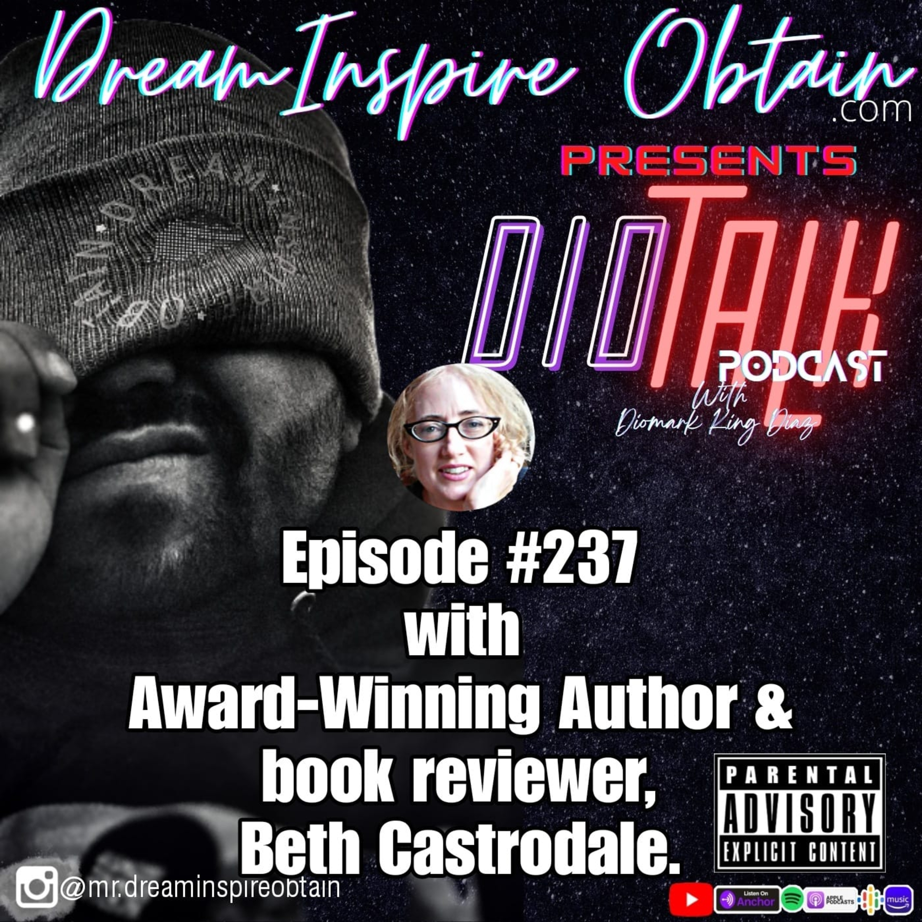 DIOTALK Episode #237 with Award-Winning Author and book reviewer, Beth Castrodale. episode artwork