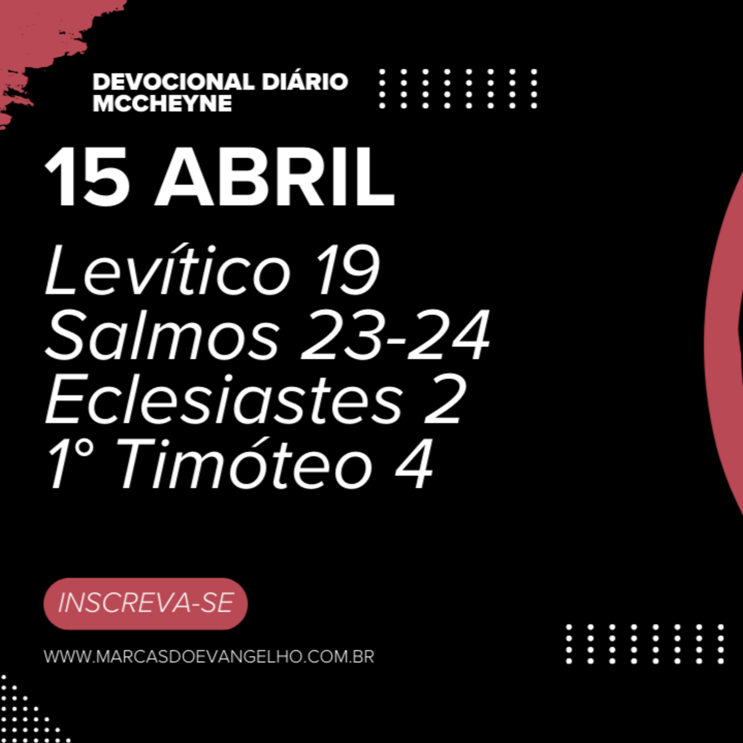 15 ABRIL - Levítico 19, Salmo 23–24, Eclesiastes 2, 1º Timóteo 4 episode artwork