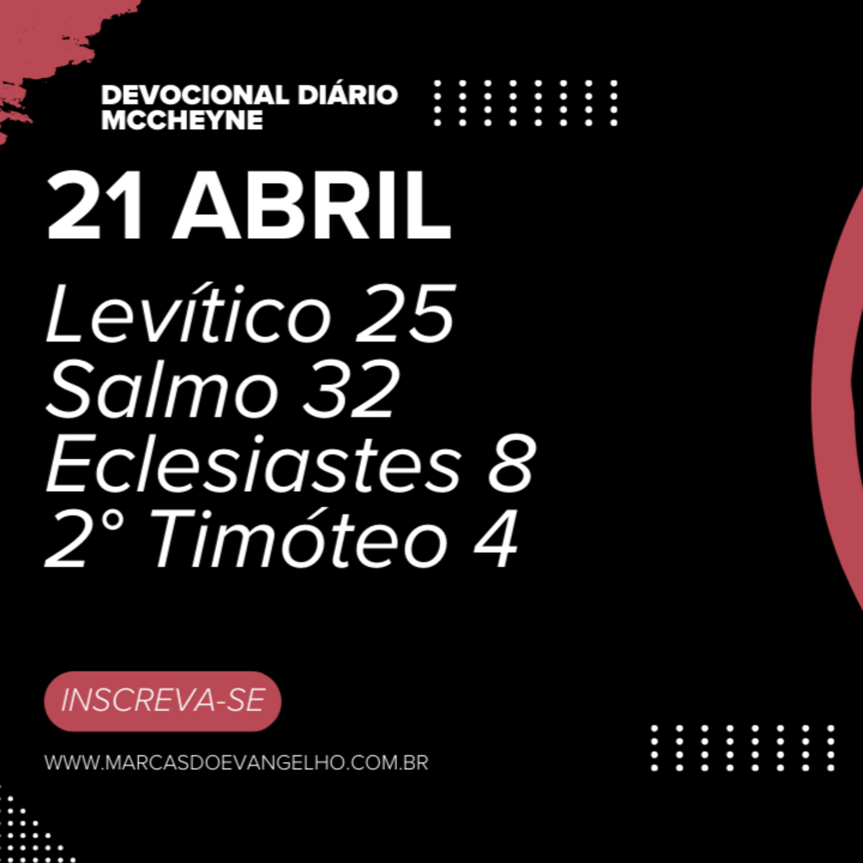 21 ABRIL - Levítico 25, Salmo 32, Eclesiastes 8, 2º Timóteo 4 episode artwork