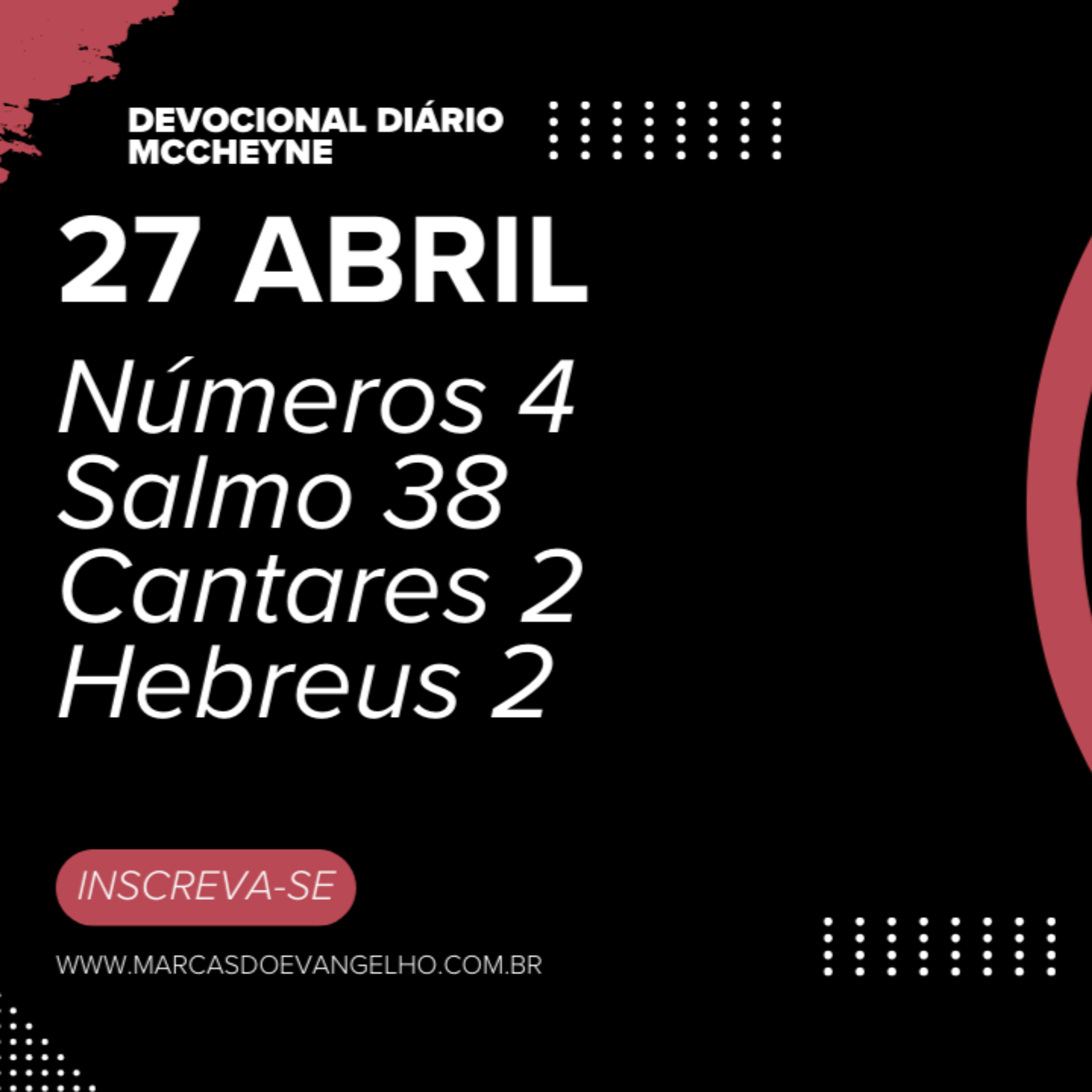 27 ABRIL - Números 4, Salmo 38, Cantares 2, Hebreus 2 episode artwork
