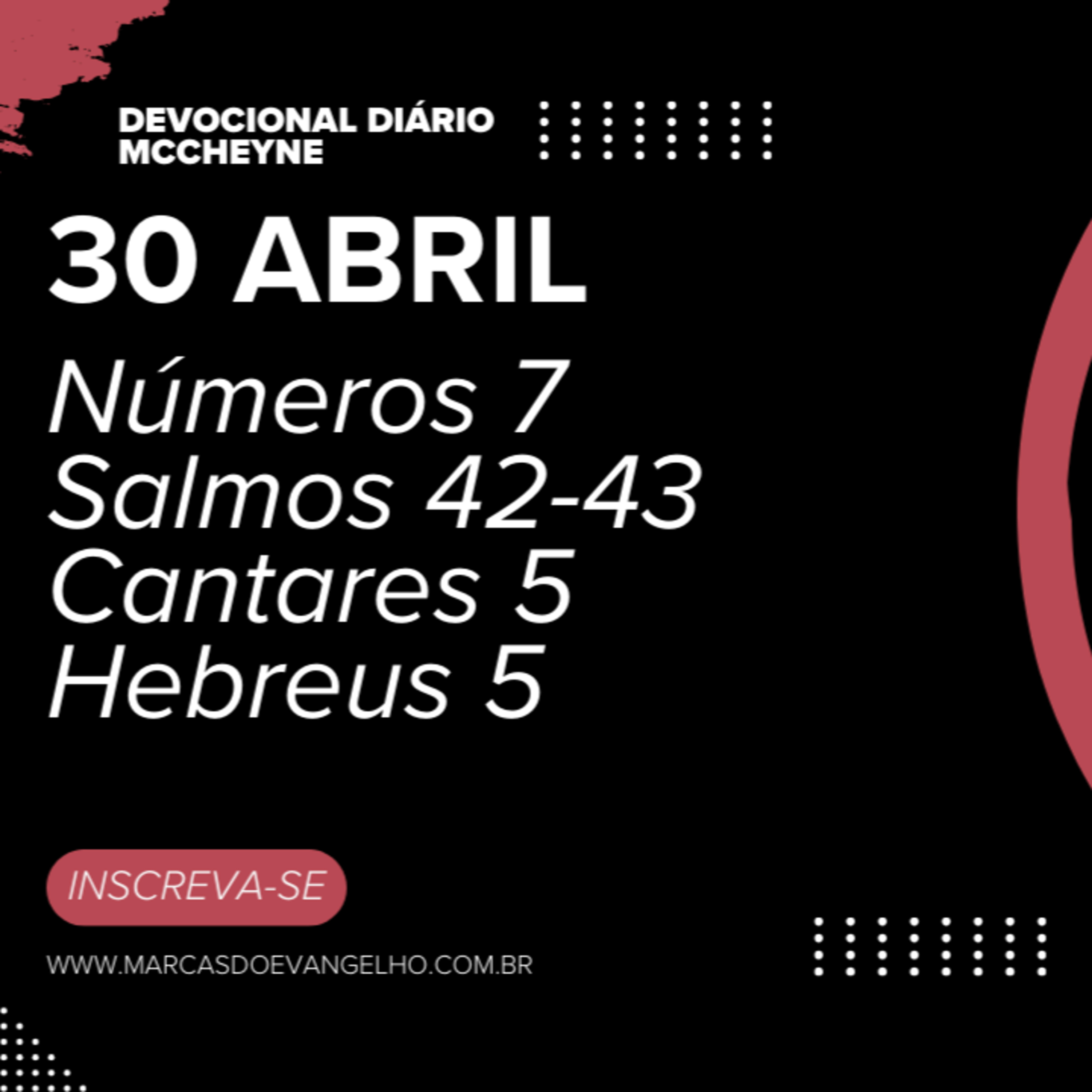 30 ABRIL - Números 7, Salmos 42-43, Cantares 5, Hebreus 5 episode artwork