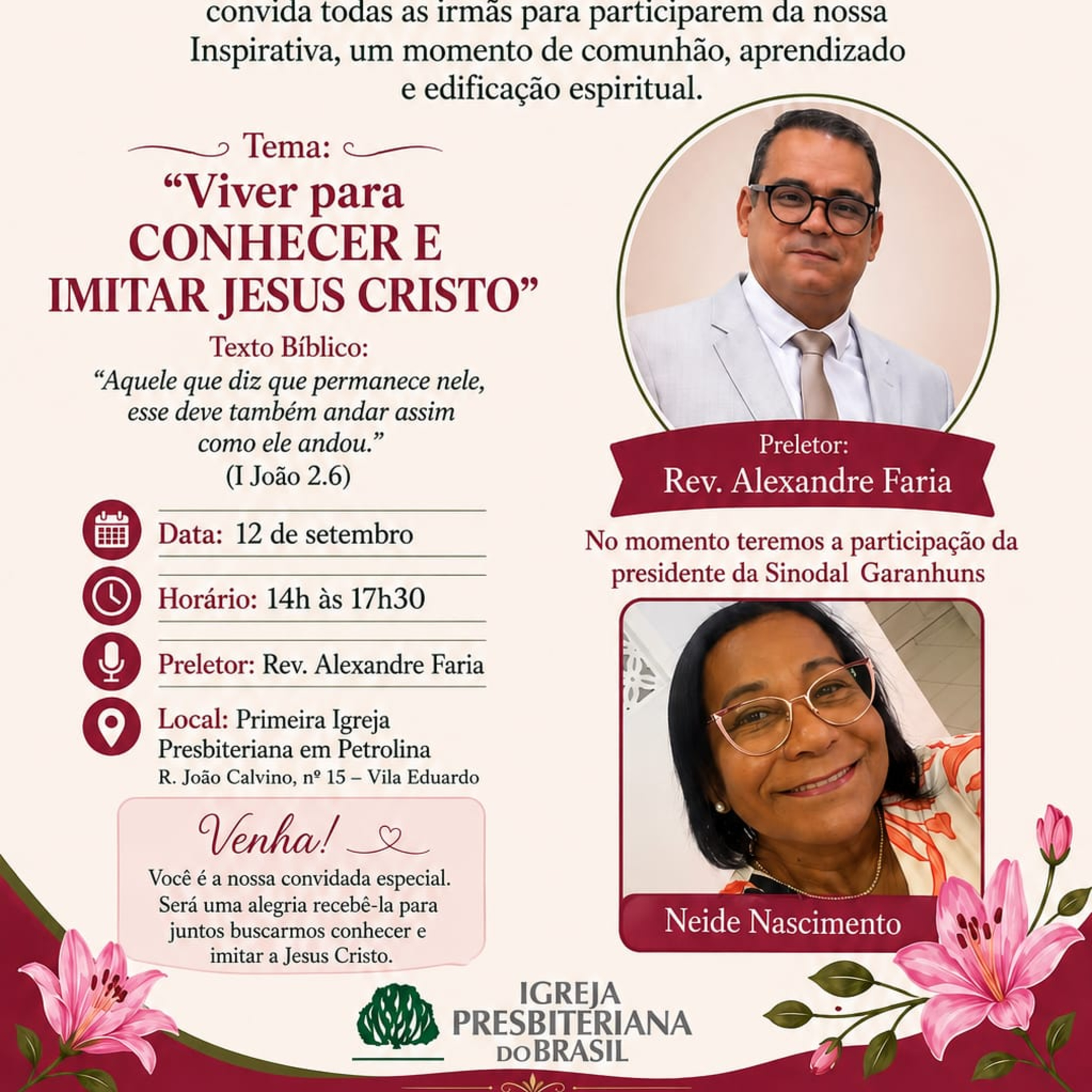 Exposição Bíblica Pr.Alexandre Faria | reunião Inspirativa - Sociedade Auxiliadora Feminina-SAF - Federação do Presbitério de Petrolina | - 12/09/2026 episode artwork
