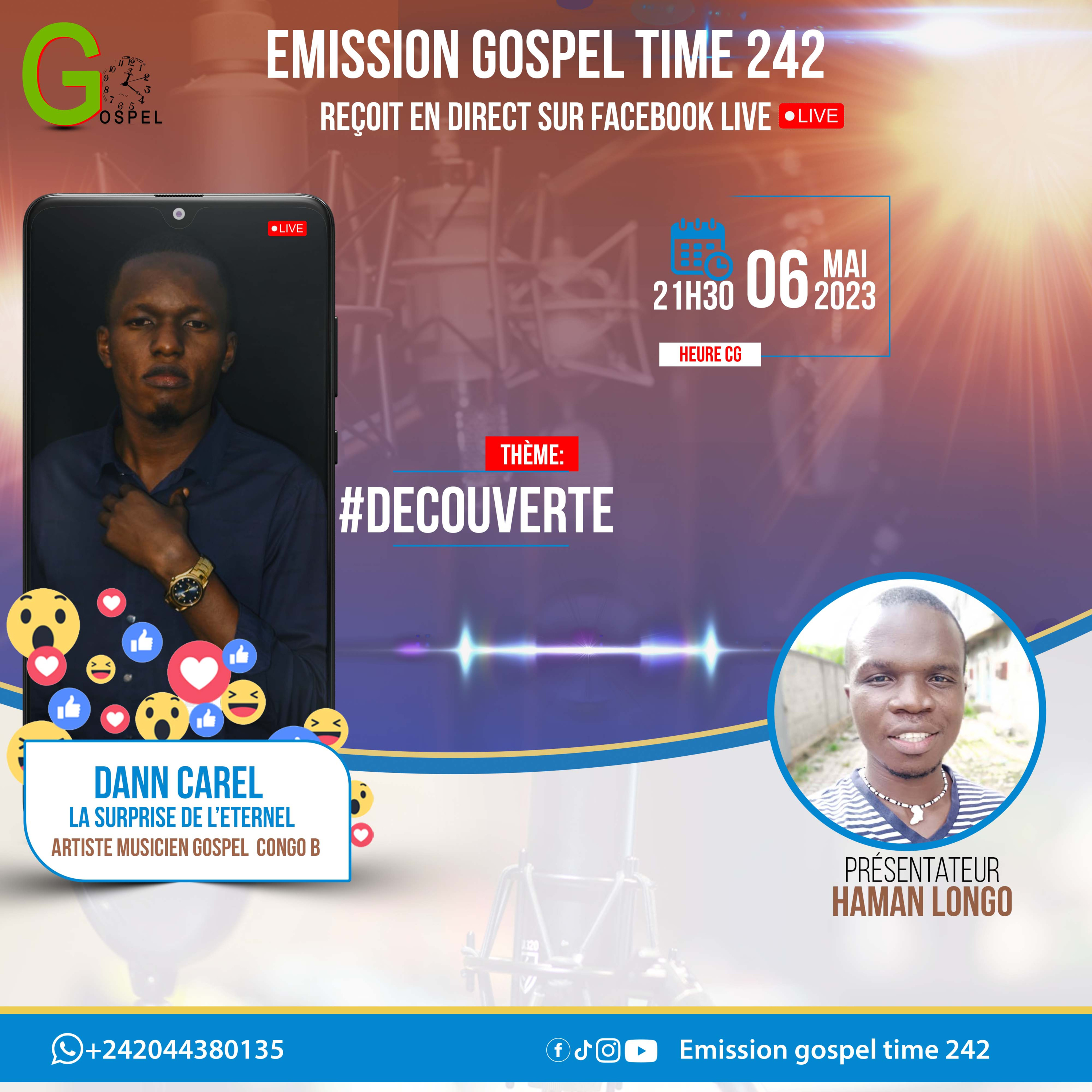 Dann Carel dans l'émission Gospel Time 242 du 06 mai 2023