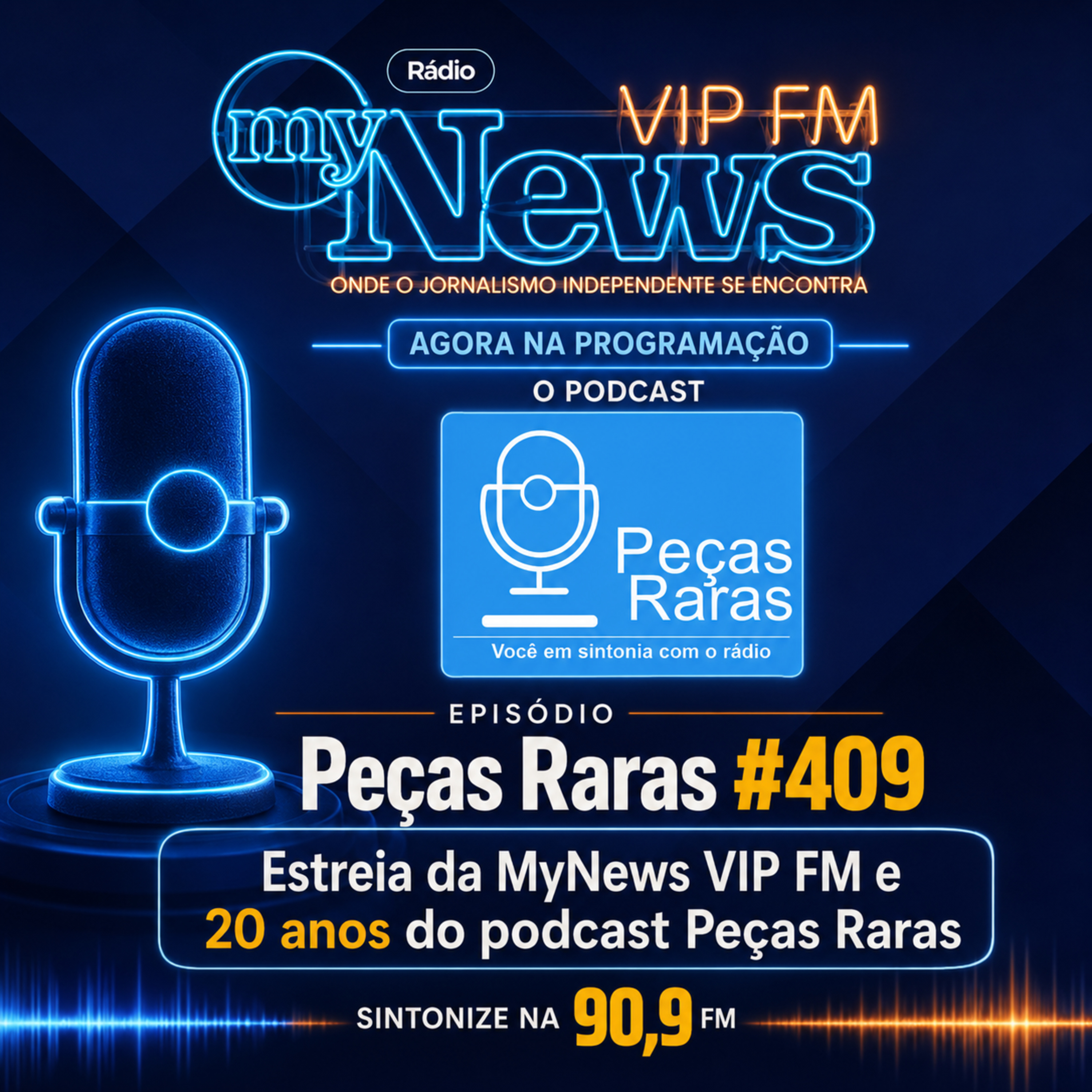 #409 Estreia da MyNews VIP FM e 20 anos do podcast Peças Raras episode artwork