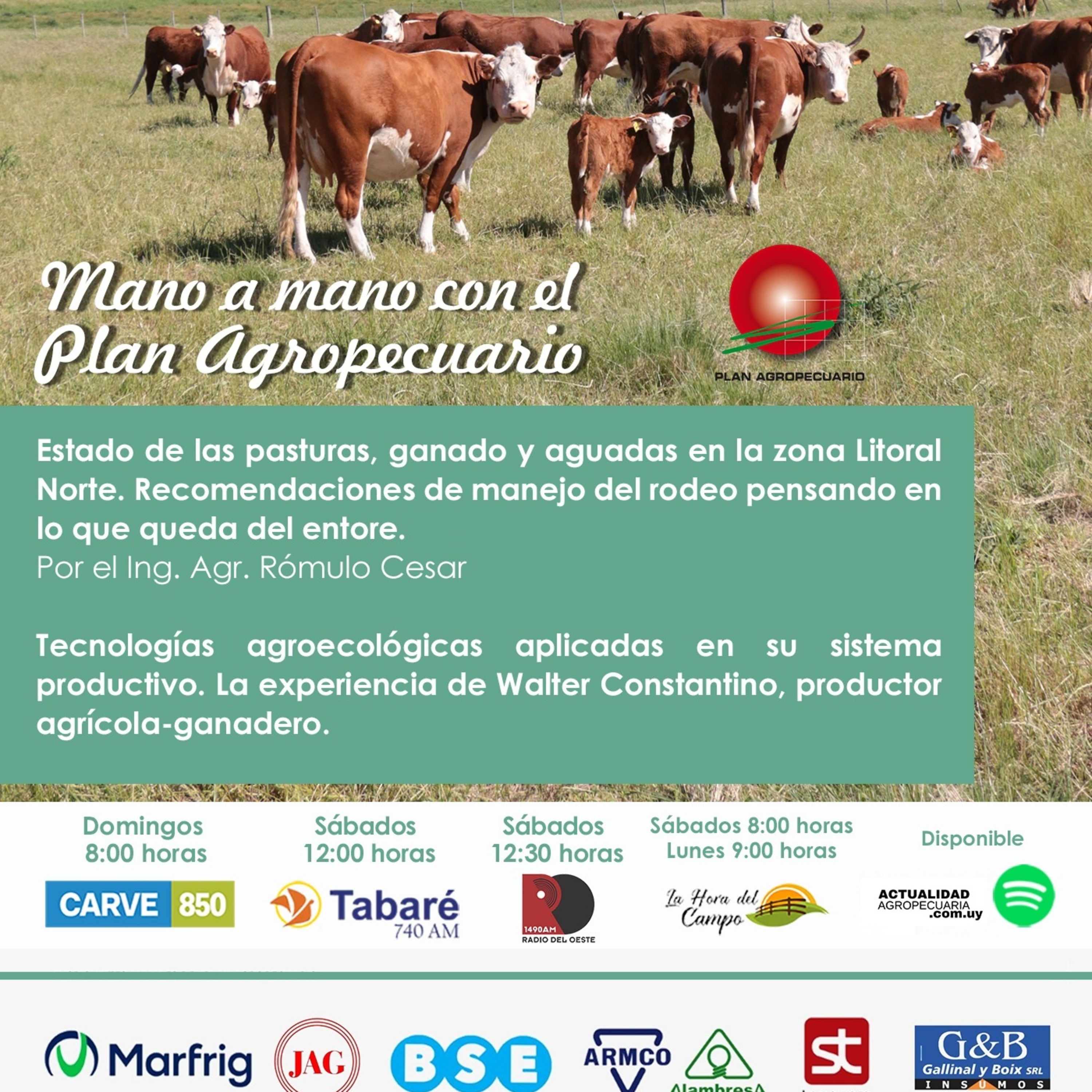 Instalación y manejo praderas y verdeos. Agricultura, ciclo completo, invernada, visita a productor agrícola-ganadero.