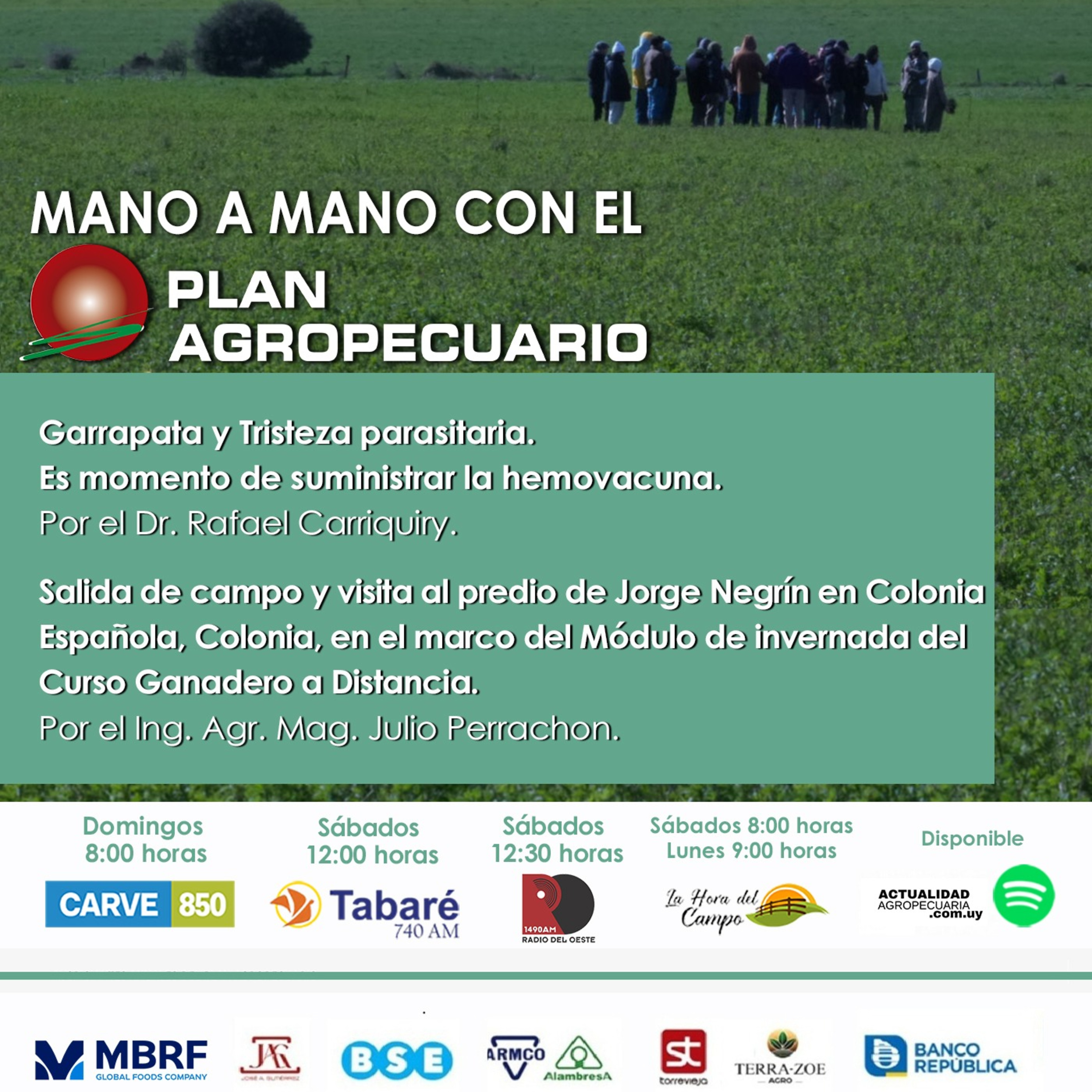 Garrapata y Tristeza parasitaria. Hemovacuna. Salida de campo CGD: manejo y producción ganadera.
