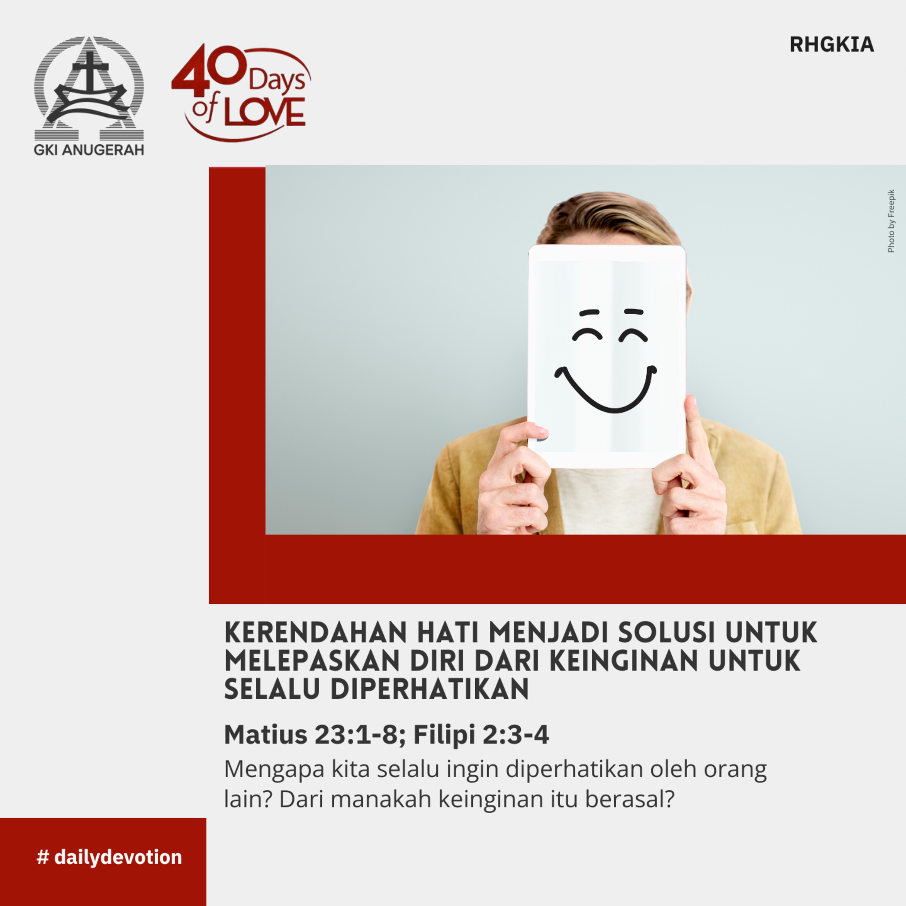 20 September 2023 - Kerendahan Hati Menjadi Solusi Untuk Melepaskan Diri Dari Keinginan Untuk Selalu Diperhatikan - Renungan Harian GKI Anugerah episode artwork