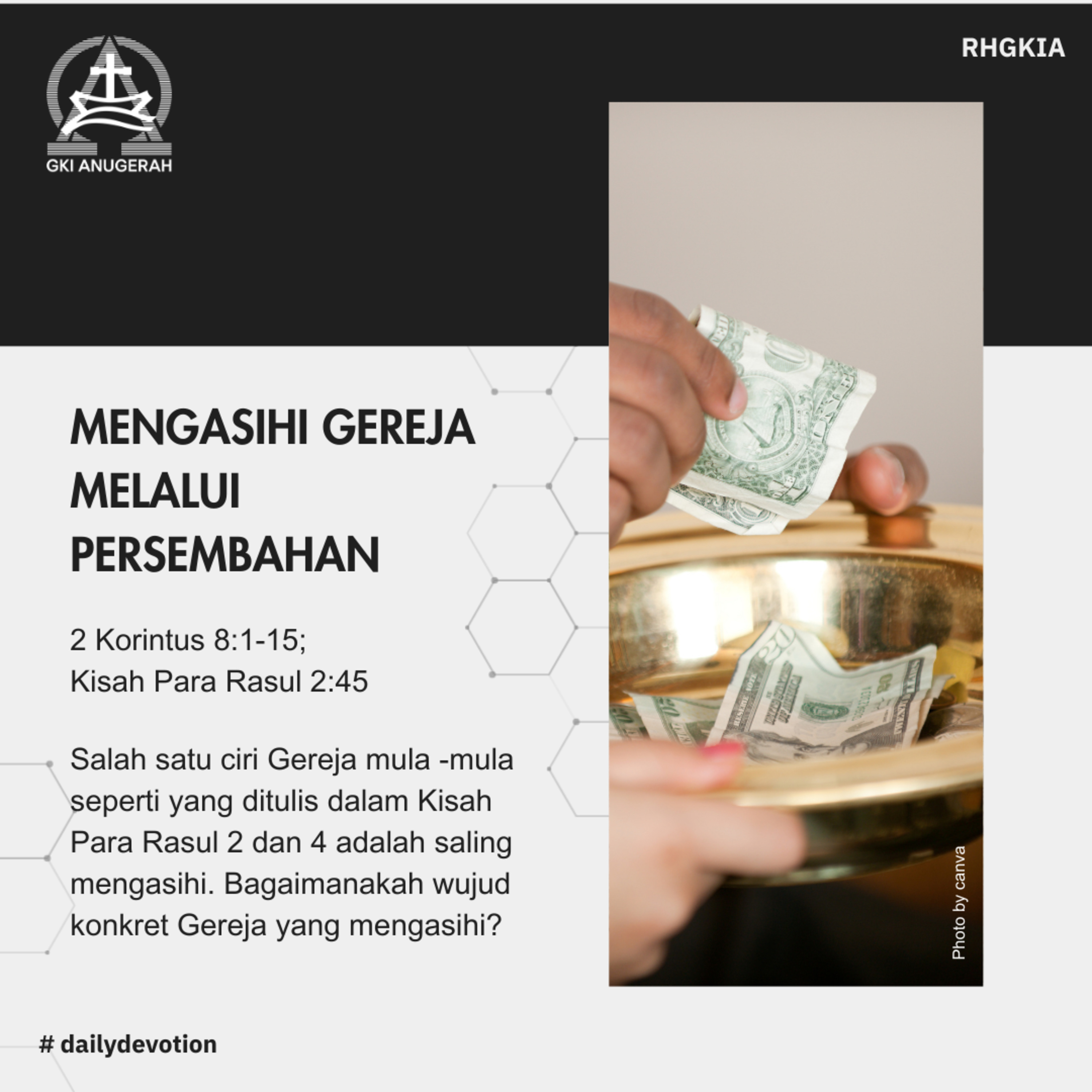 20 November 2023 - Mengasihi Gereja Melalui Persembahan - Renungan Harian GKI Anugerah episode artwork