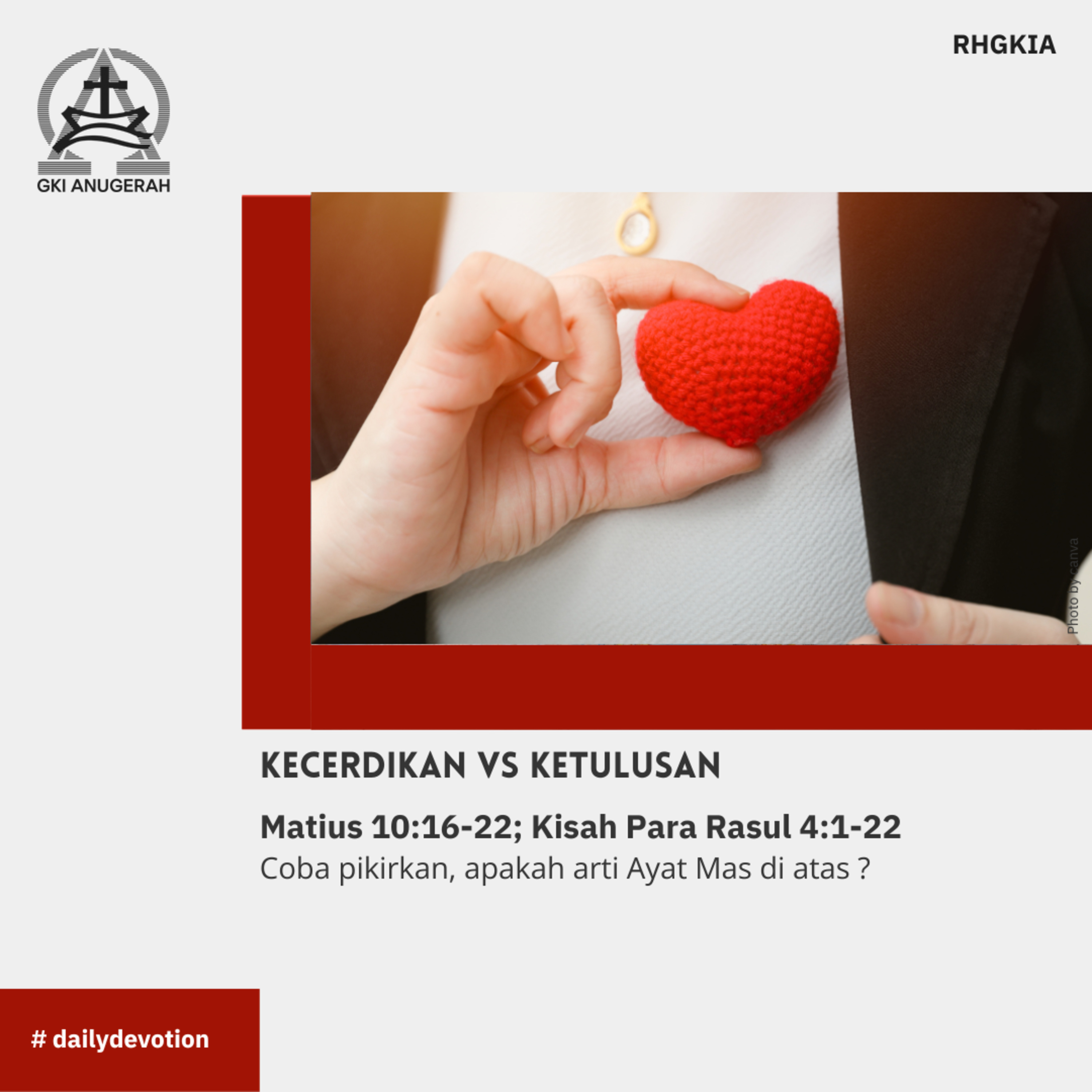 02 Desember 2023 - Kecerdikan VS Ketulusan - Renungan Harian GKI Anugerah episode artwork