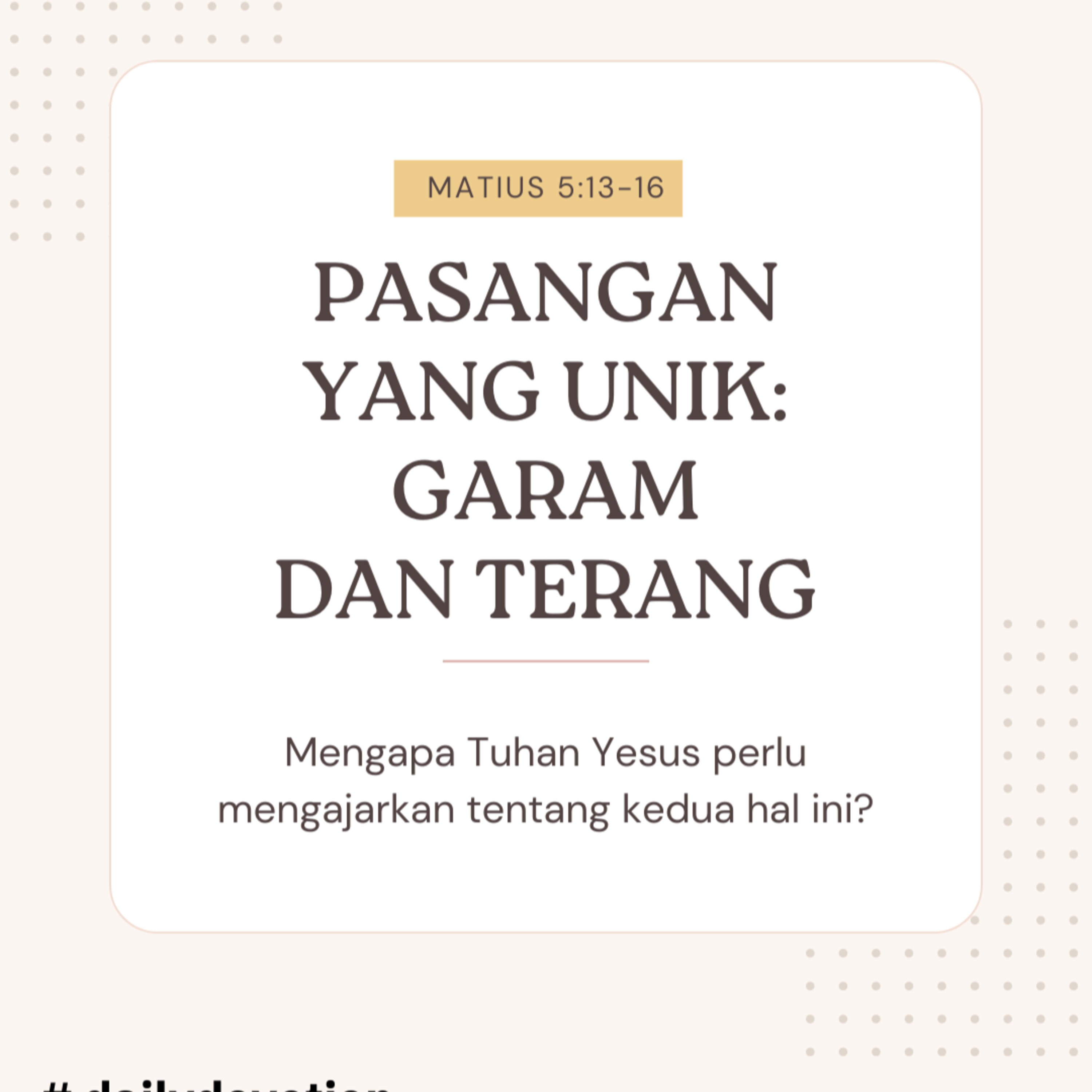 Pasangan Yang Unik: Garam Dan Terang - Renungan Harian GKI Anugerah | 03 Juni 2024  episode artwork