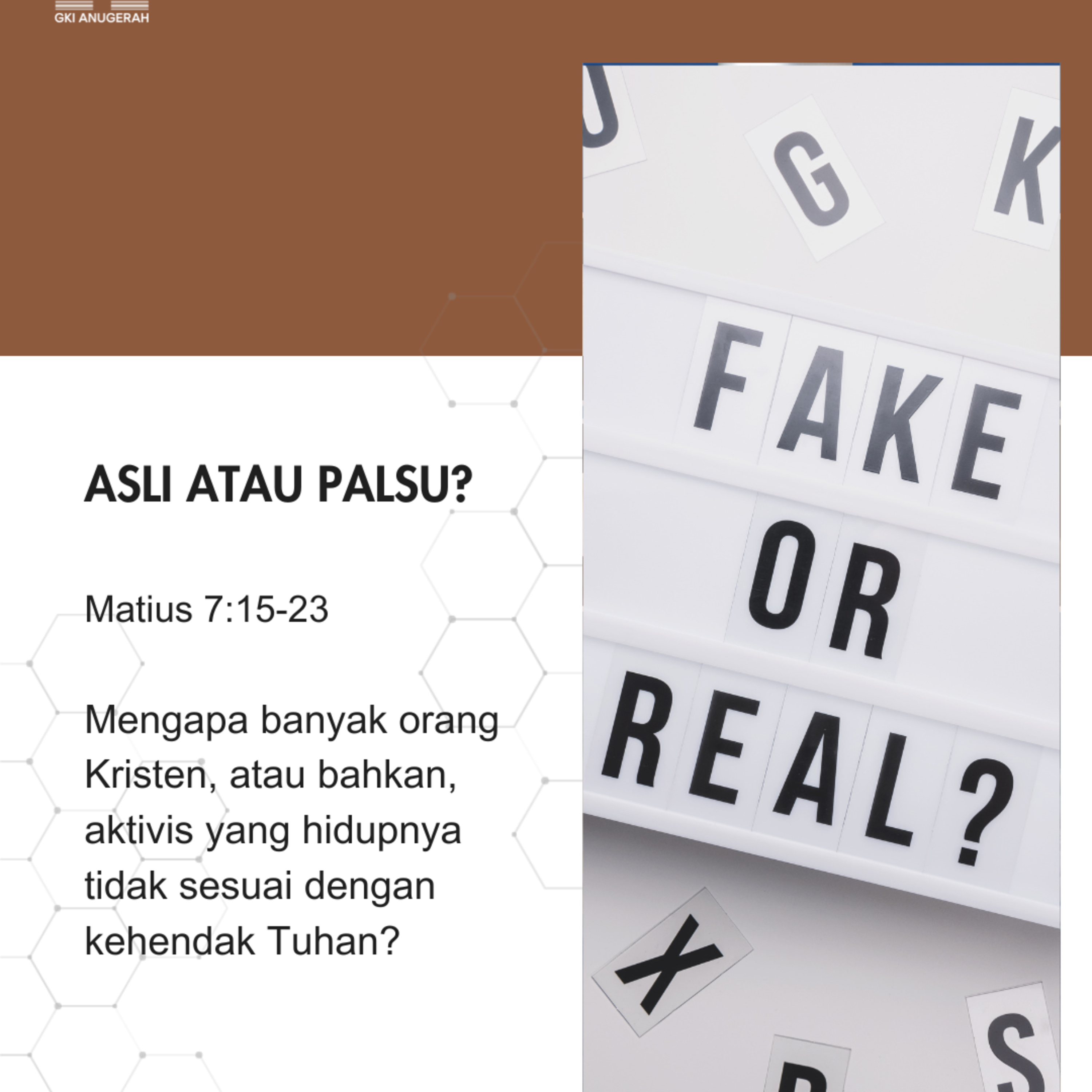 Asli Atau Palsu? | Renungan Harian GKI Anugerah | 25 November 2024  episode artwork