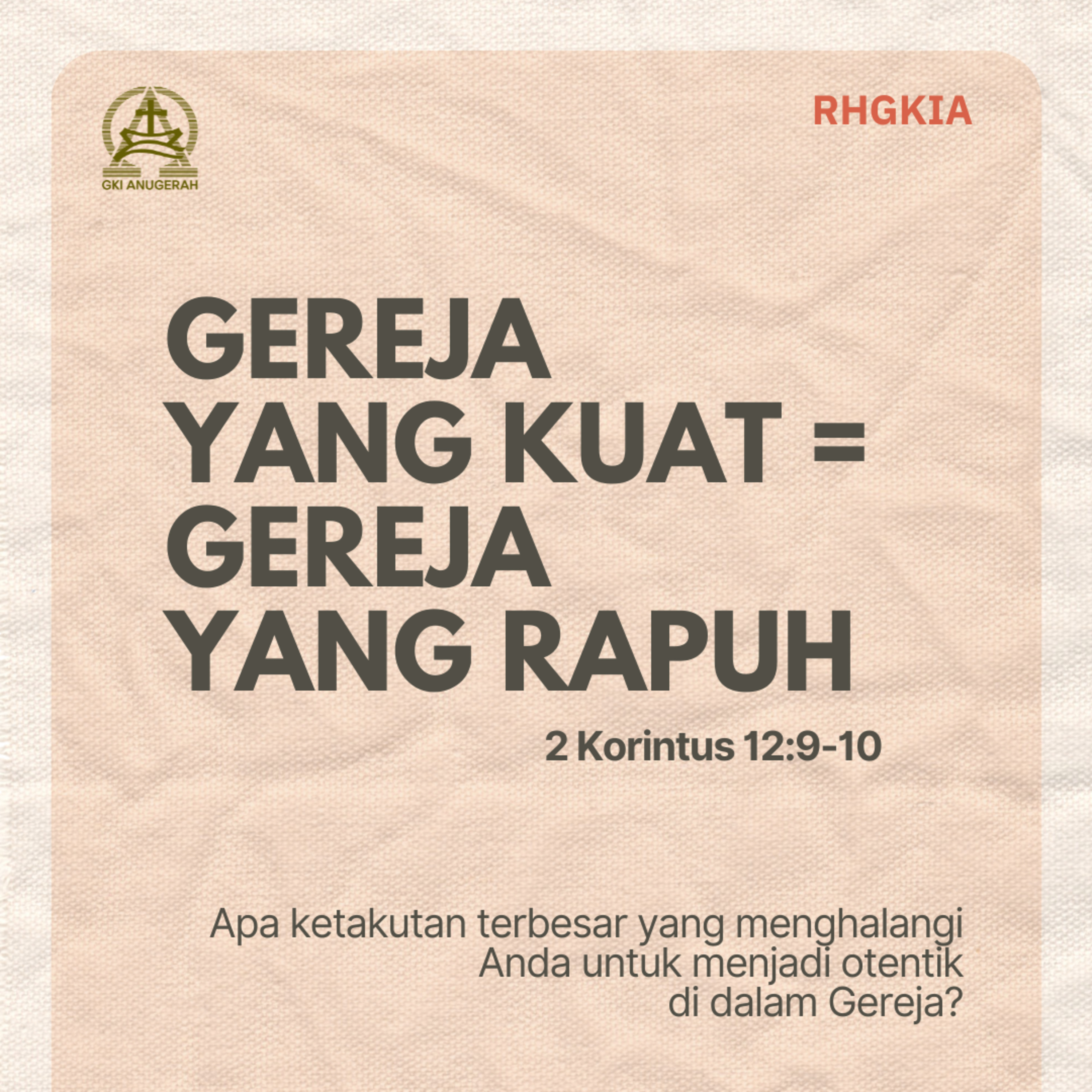 Gereja Yang Kuat = Gereja Yang Rapuh | Renungan Harian GKI Anugerah | 20 Juni 2025  episode artwork