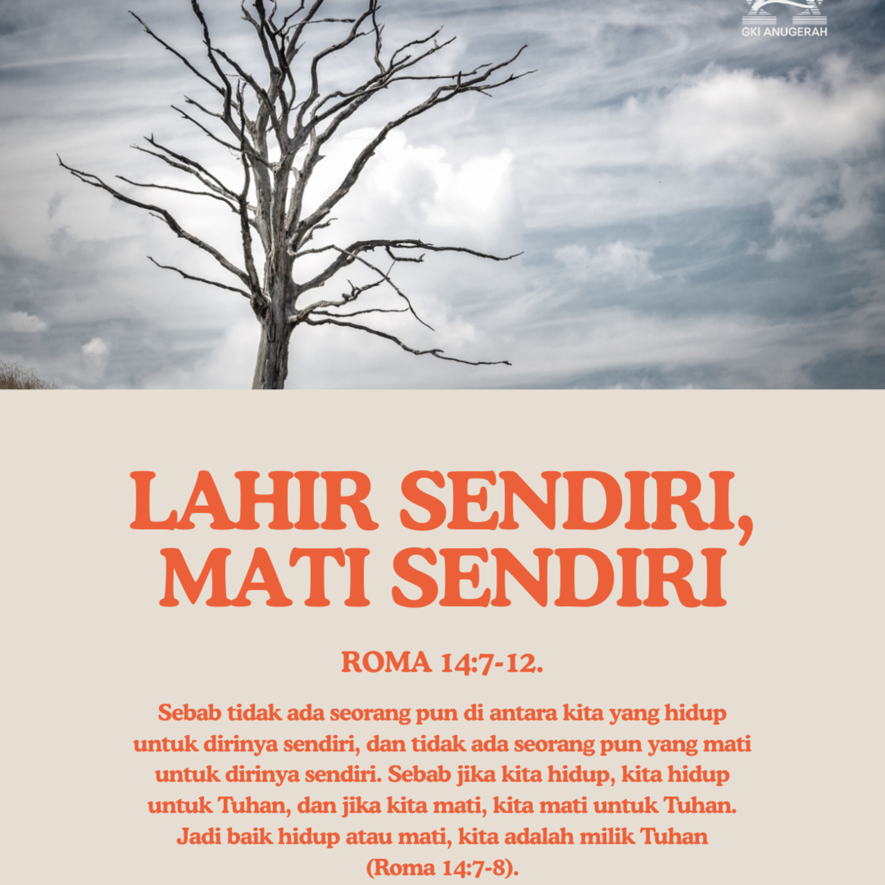 Lahir Sendiri, Mati Sendiri | Renungan Harian GKI Anugerah | 02 September 2025  episode artwork