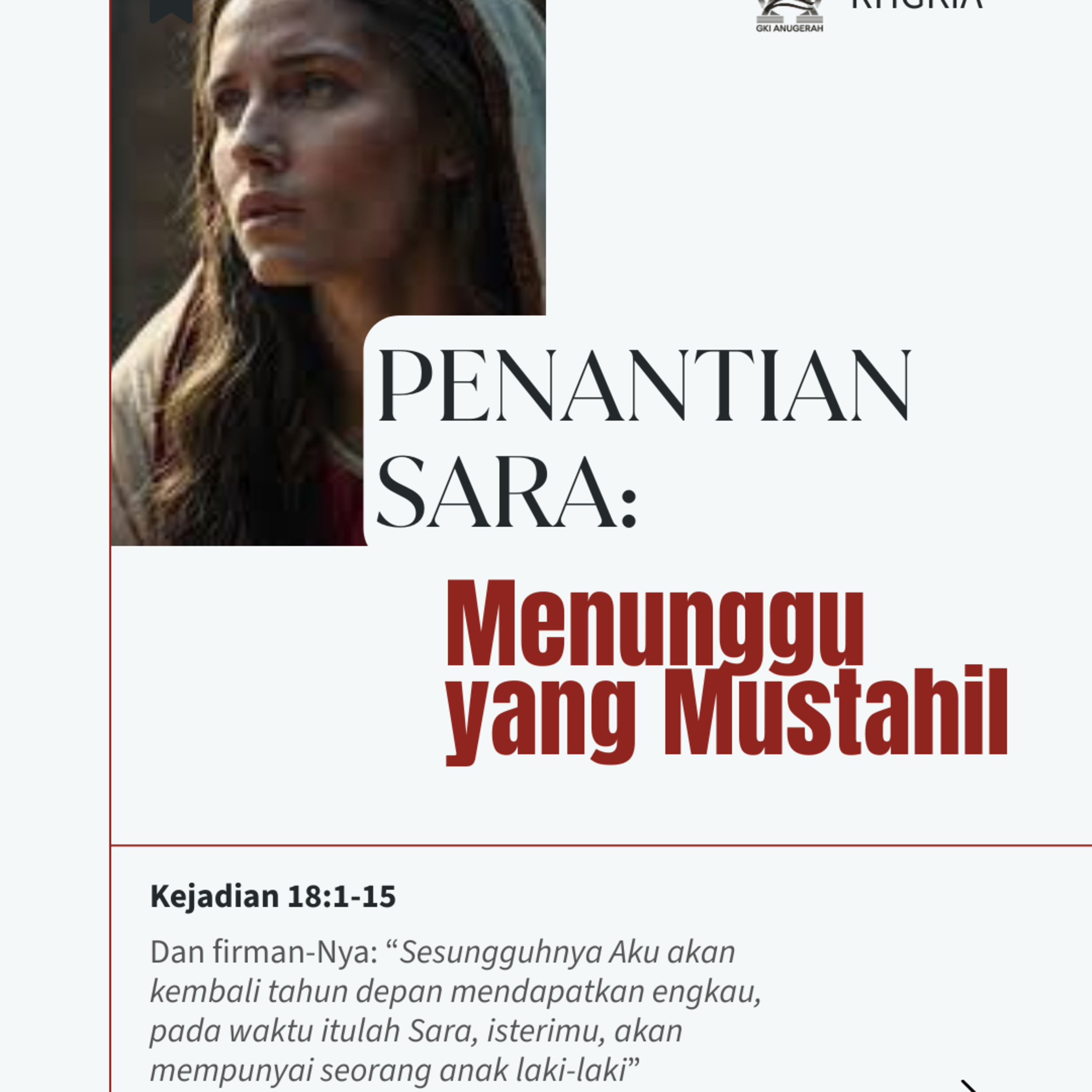 Penantian Sara: Menunggu yang Mustahil | Renungan Harian GKI Anugerah | 09 Maret 2026 episode artwork