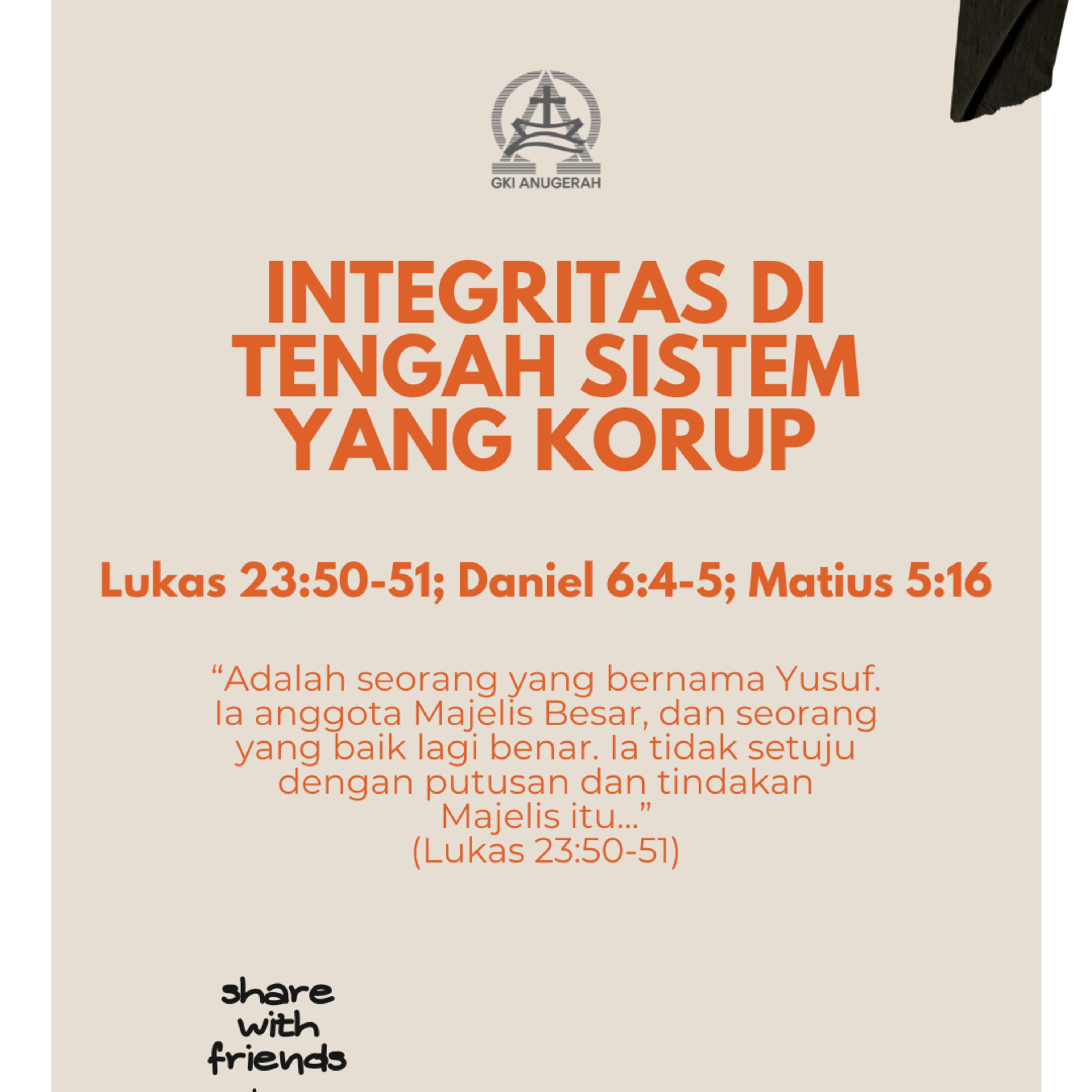 INTEGRITAS DI TENGAH SISTEM YANG KORUP | Renungan Harian GKI Anugerah | 17 April 2026 episode artwork