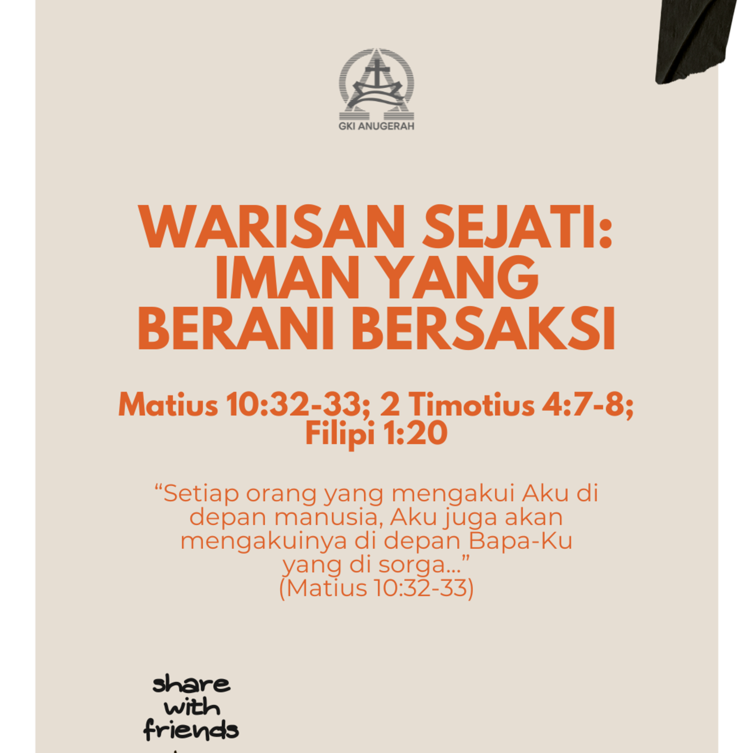 WARISAN SEJATI: IMAN YANG BERANI BERSAKSI | Renungan Harian GKI Anugerah | 18 April 2026 episode artwork