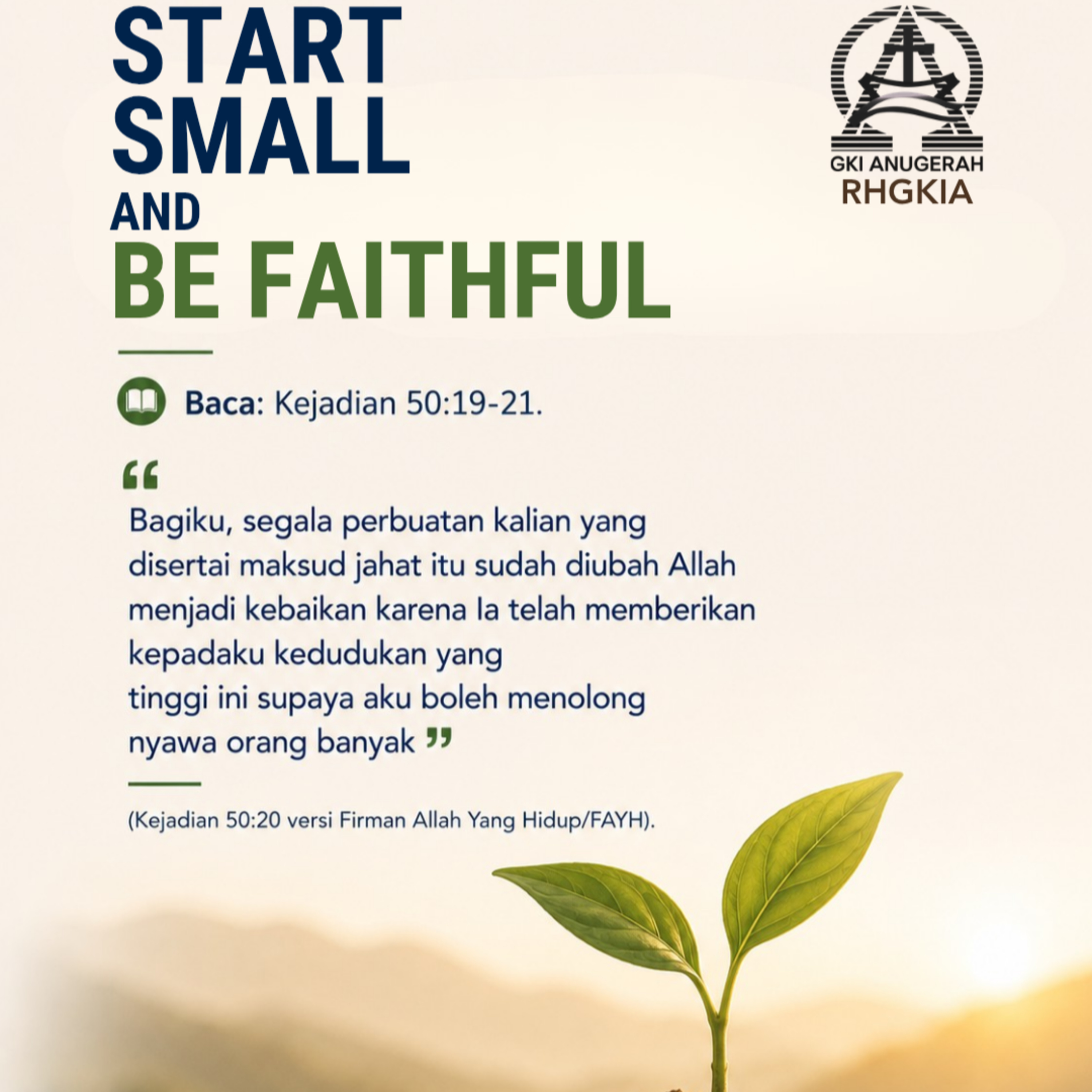 START SMALL AND BE FAITHFUL | Renungan Harian GKI Anugerah | 18 AGUSTUS 2026 episode artwork