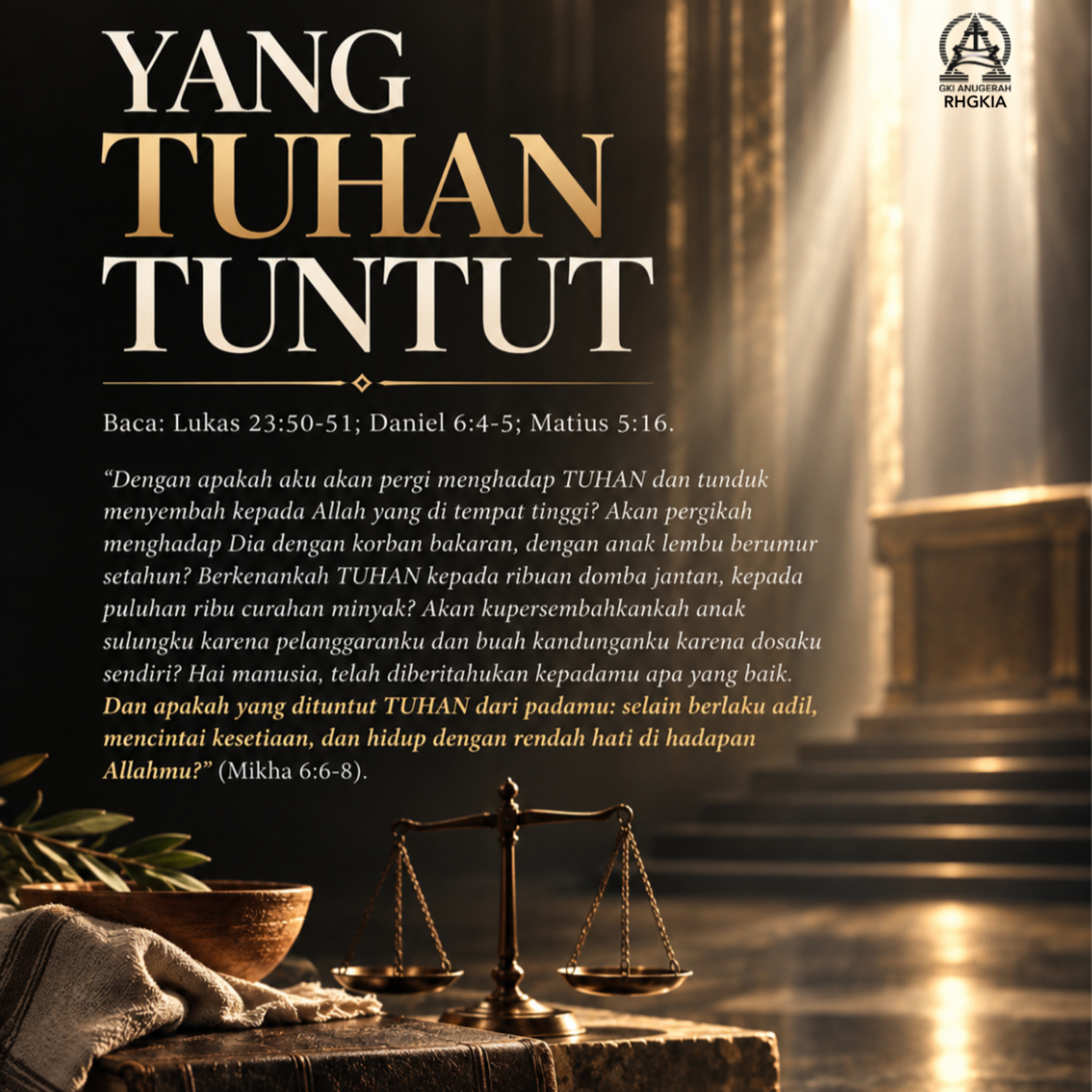 YANG TUHAN TUNTUT | Renungan Harian GKI Anugerah | 11 SEPTEMBER 2026 episode artwork