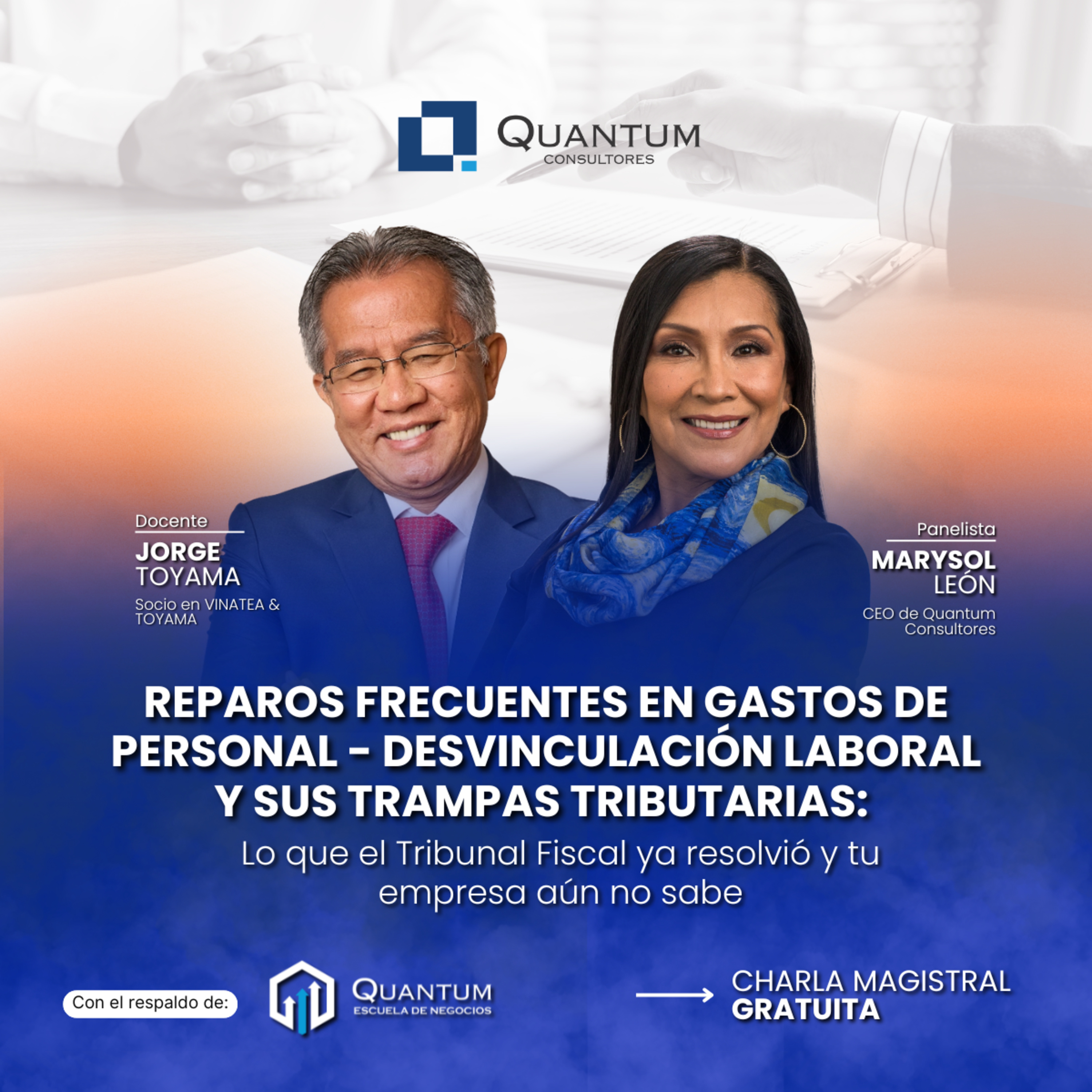 Charla magistral gratuita: Reparos frecuentes en Gastos de Personal - Desvinculación laboral y sus trampas tributarias