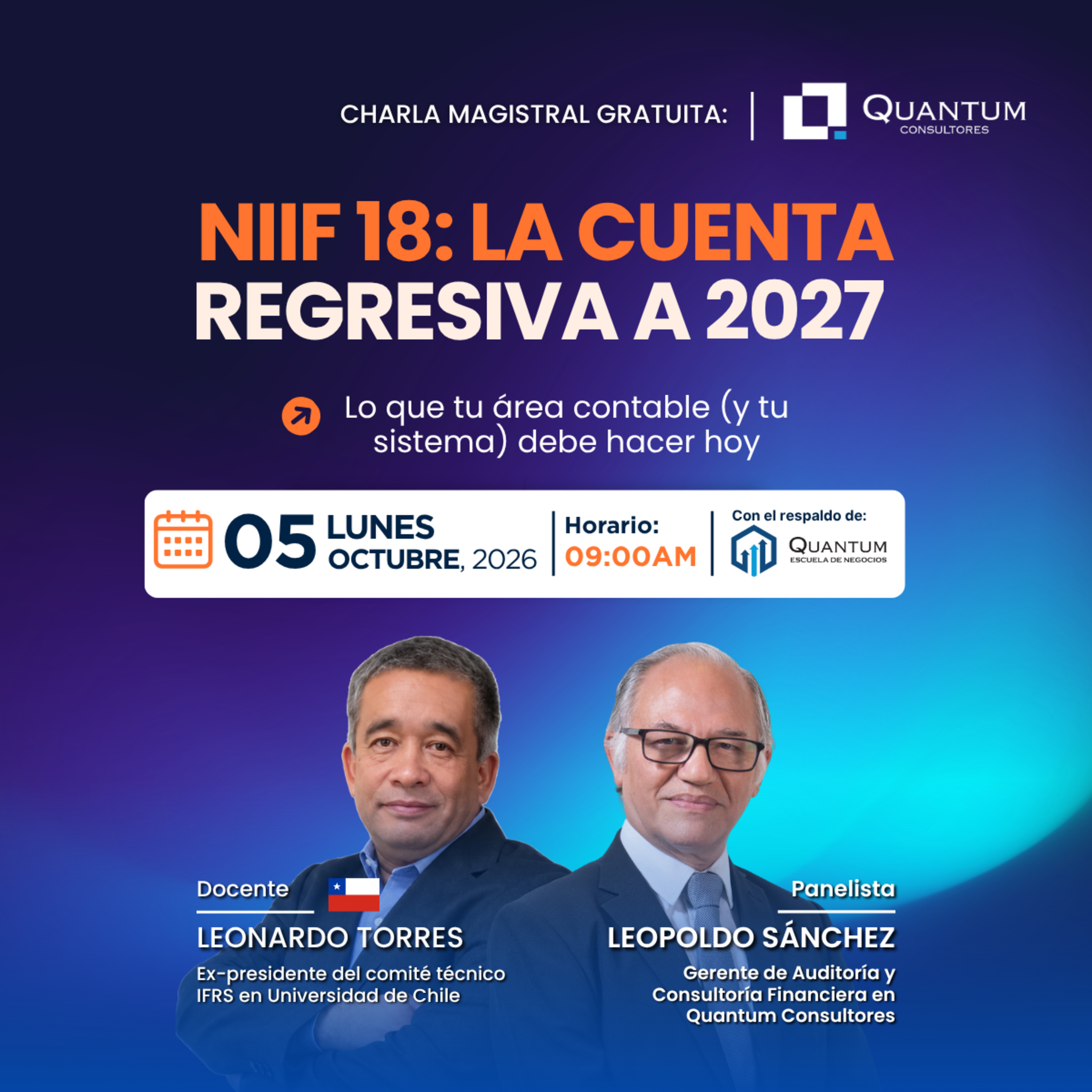 Charla magistral gratuita: NIIF 18: la cuenta regresiva a 2027 — lo que tu área contable (y tu sistema) debe hacer hoy
