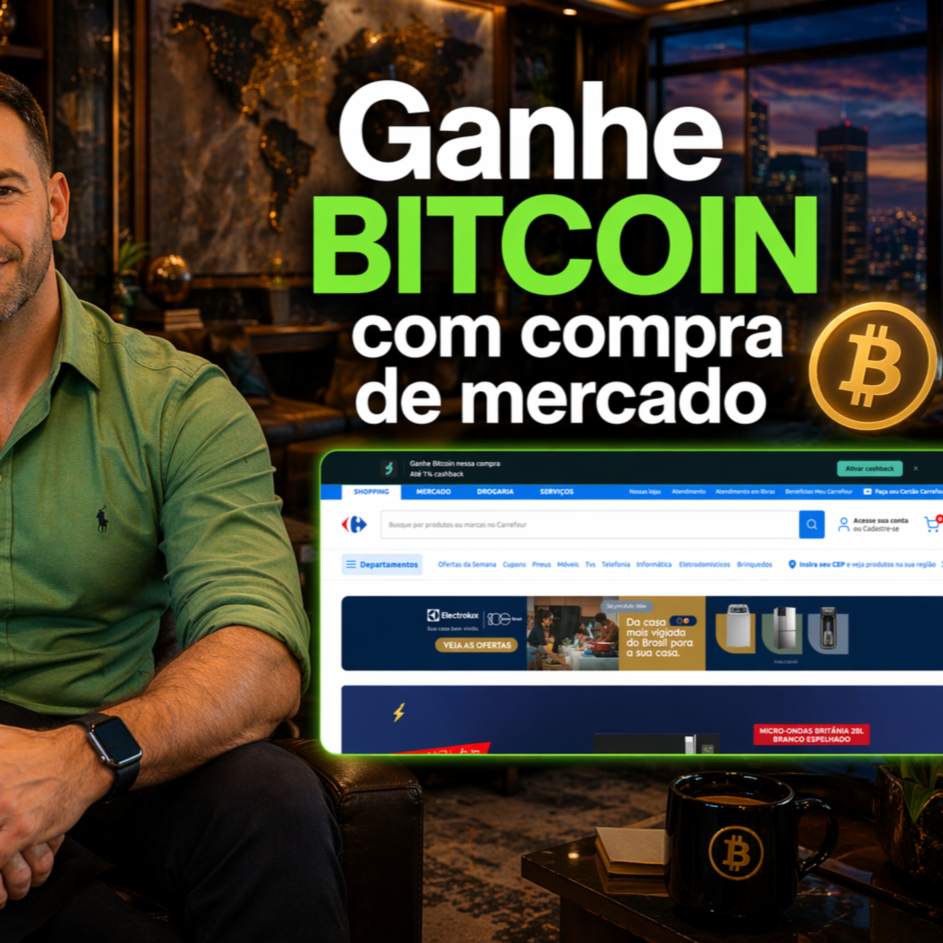 Ganhe BITCOIN com compra de MERCADO - Carrefour e SATS
