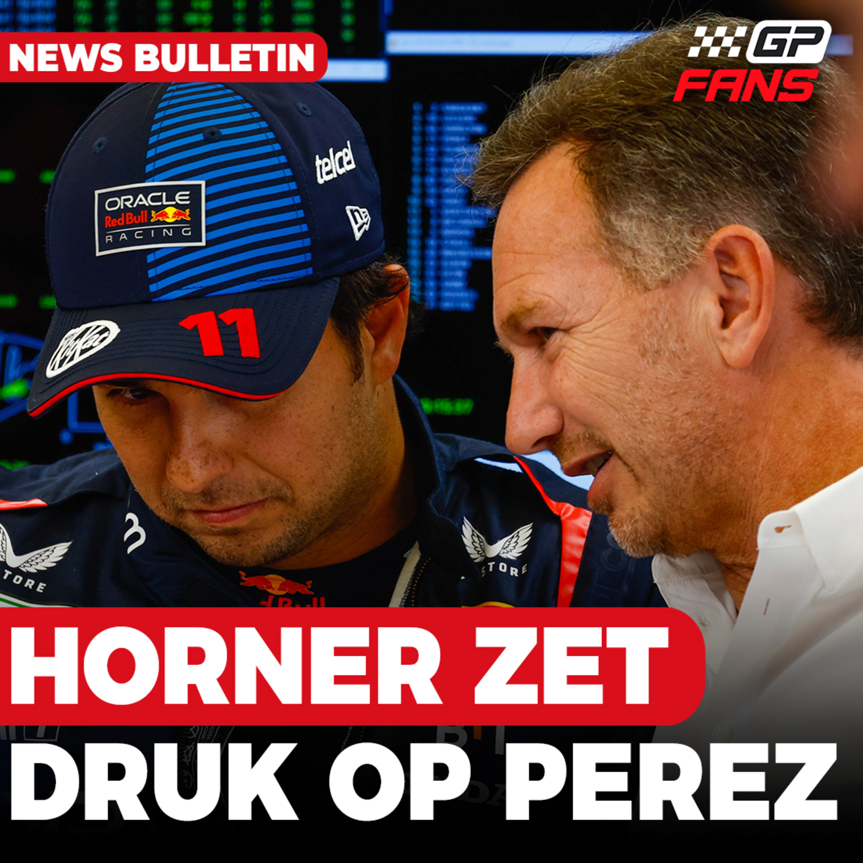 Horner voert druk op bij Pérez, 'Red Bull vervangt beschadigde vloer Verstappen | GPFans Race Day episode artwork