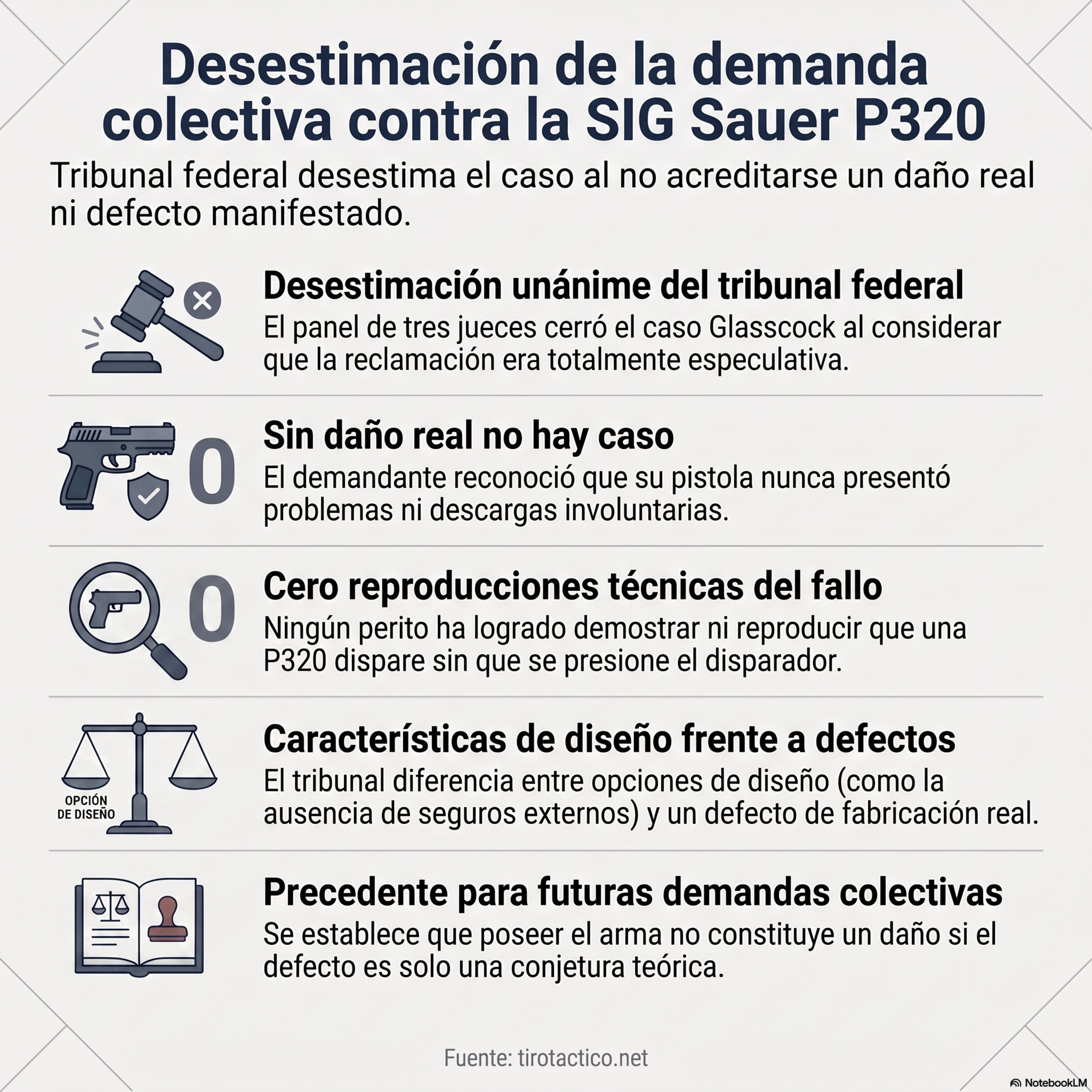 Píldora IA: Un tribunal federal de apelaciones ordena desestimar por unanimidad la demanda colectiva contra SIG Sauer porque «el defecto» de la P320 nunca se manifestó. episode artwork