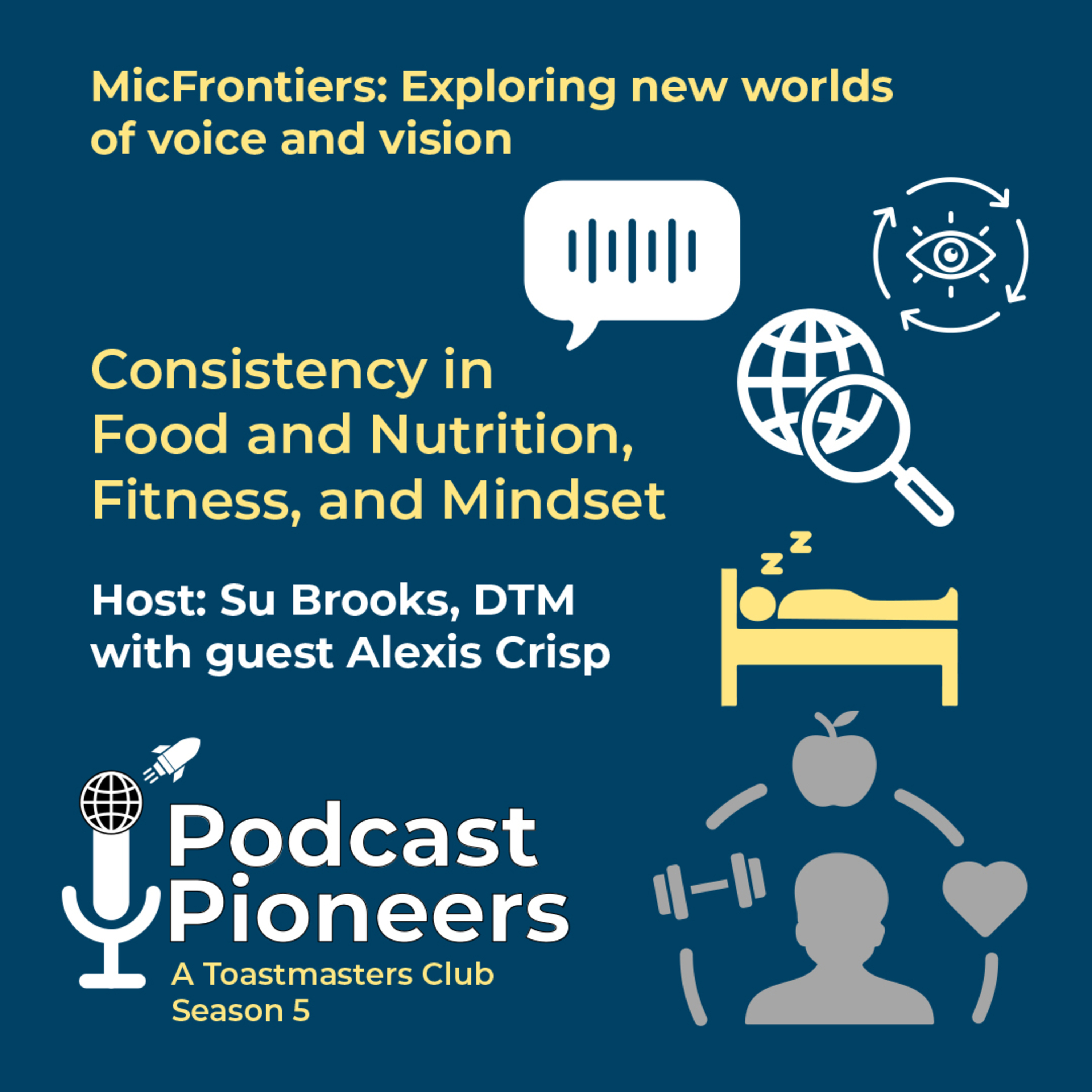 Consistency in Food and Nutrition, Fitness, and Mindset Host Su Brooks interviews guest Alexis Crisp Season Five: MicFrontiers: Exploring new worlds of voice and vision episode artwork