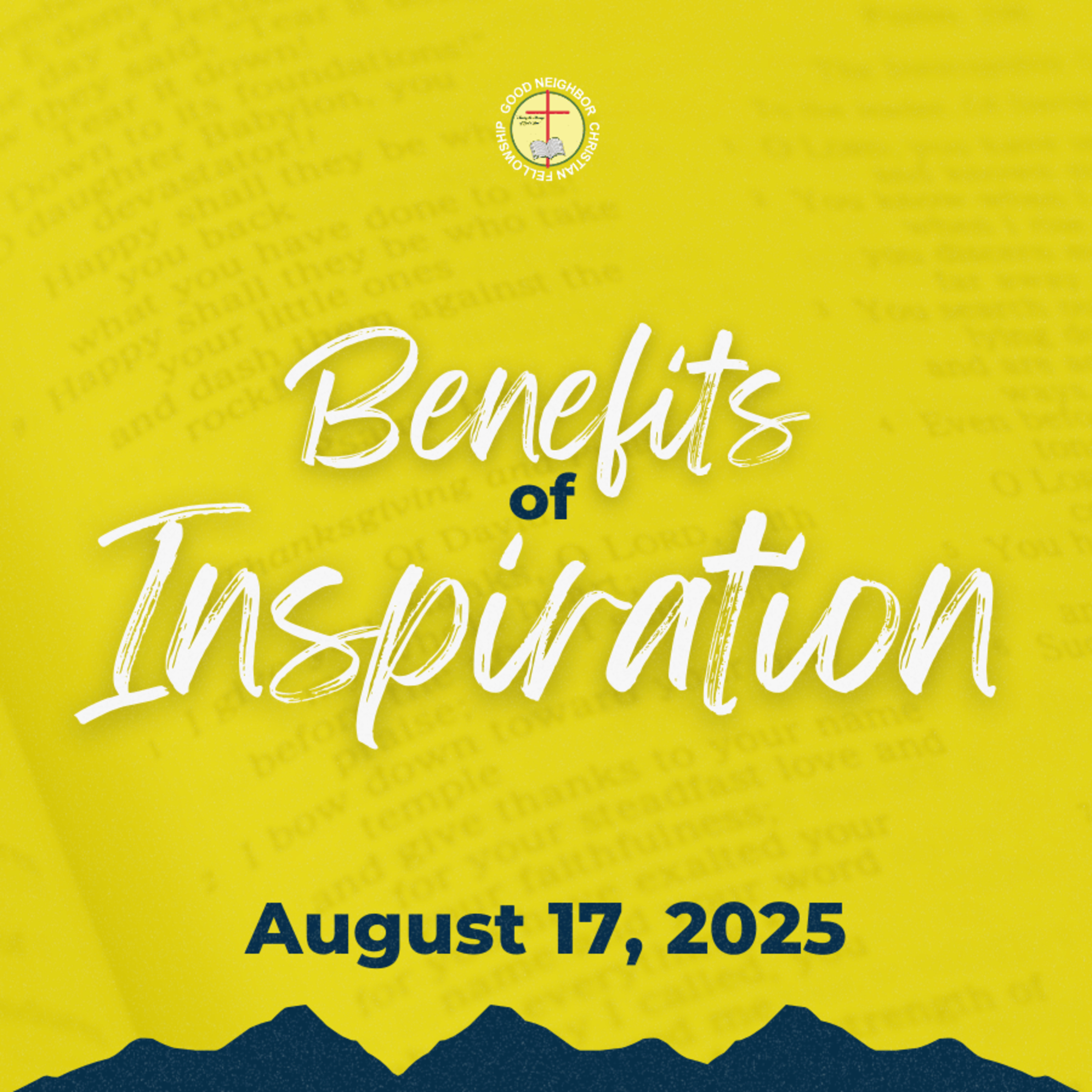 Benefits of Inspiration | Rev. Dr. Ted M. Ribo, DMin.