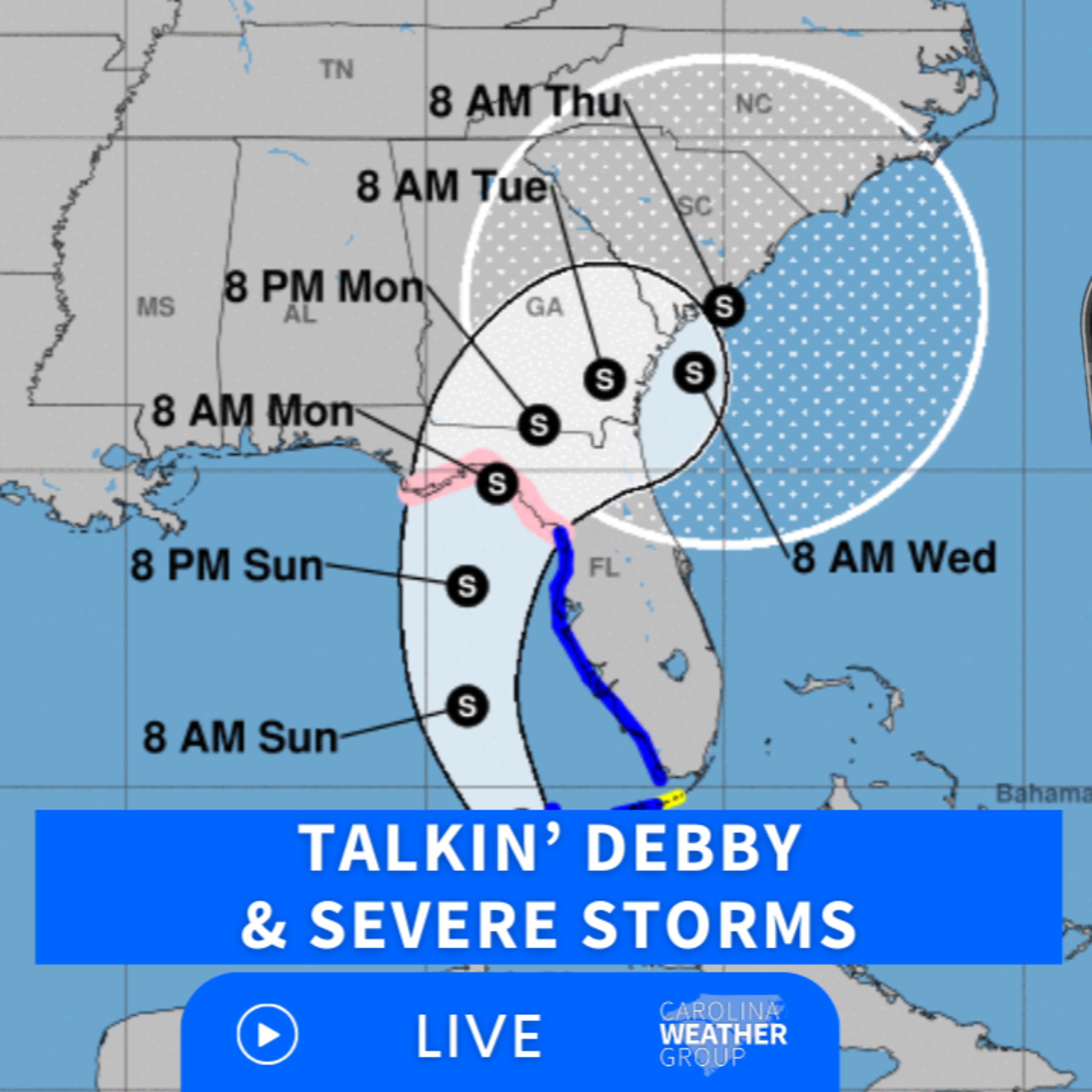Tropical Storm Debby's tropical forecast & live severe storms in the Carolinas [Special] episode artwork