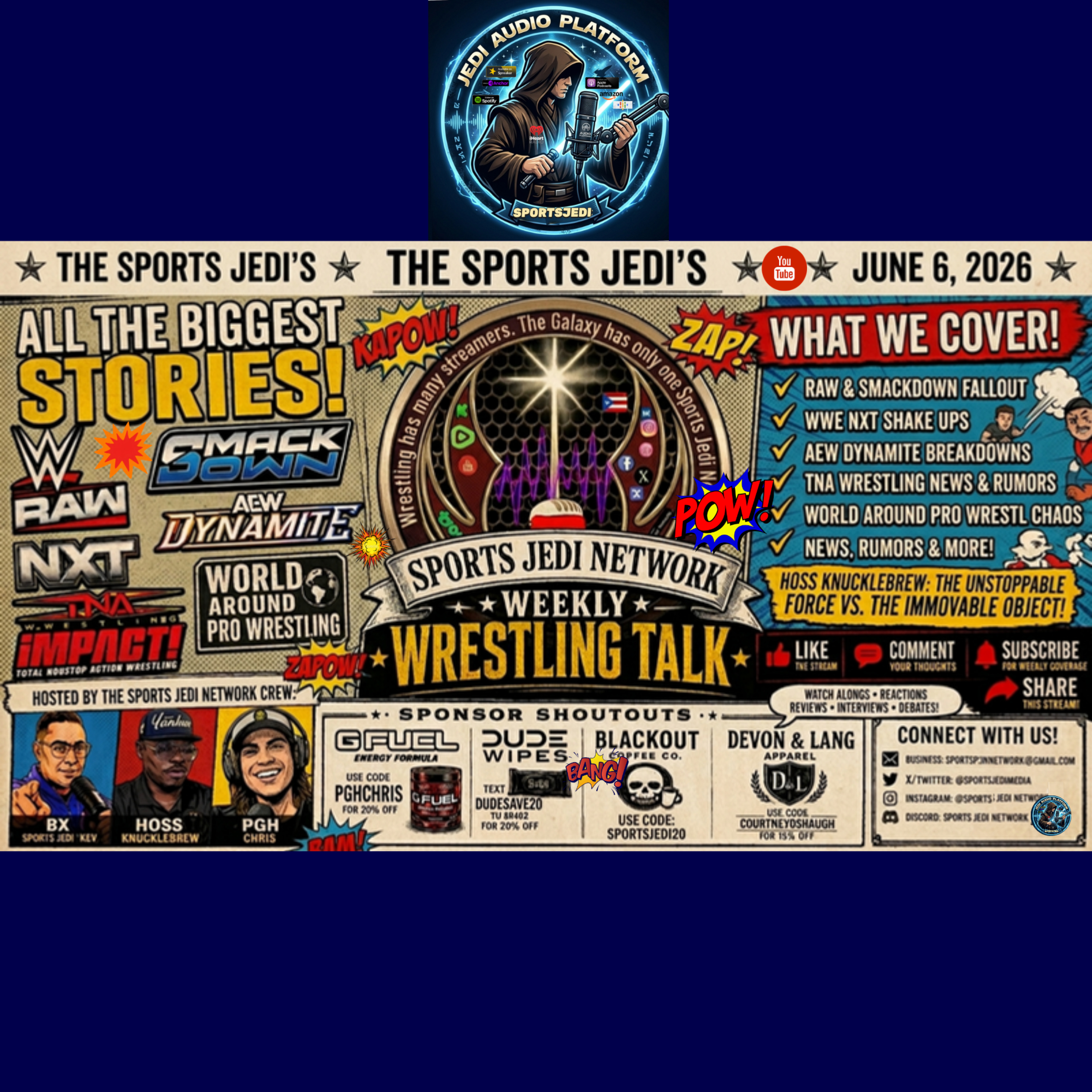 🔴 SPORTS JEDI NETWORK ALL SPORTS ALL THE TIME FEEL THE FORCE!