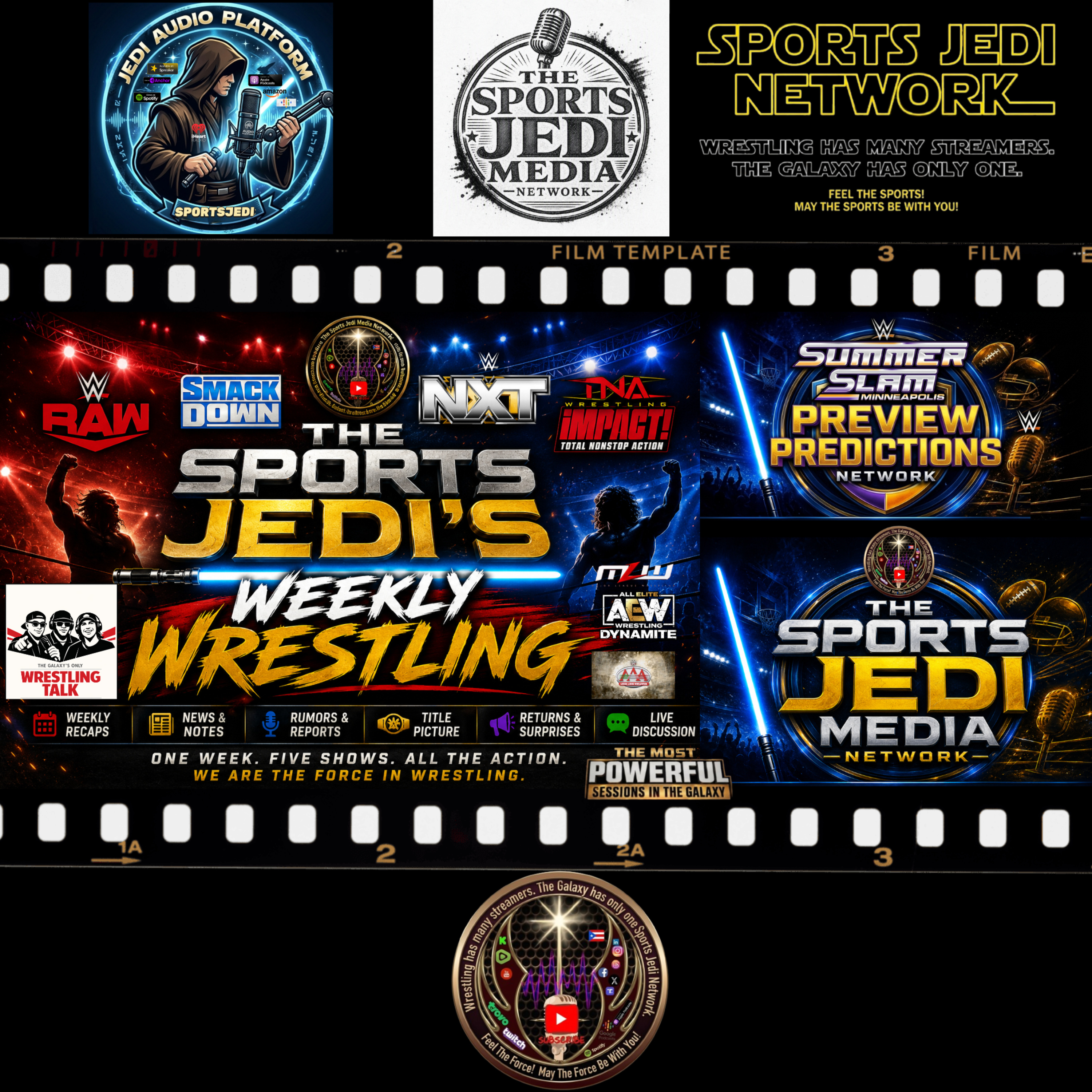 SPORTS JEDI’S WEEKLY WRESTLING — WWE SUMMERSLAM PREDICTIONS, RAW, SMACKDOWN, NXT, AEW & TNA episode artwork