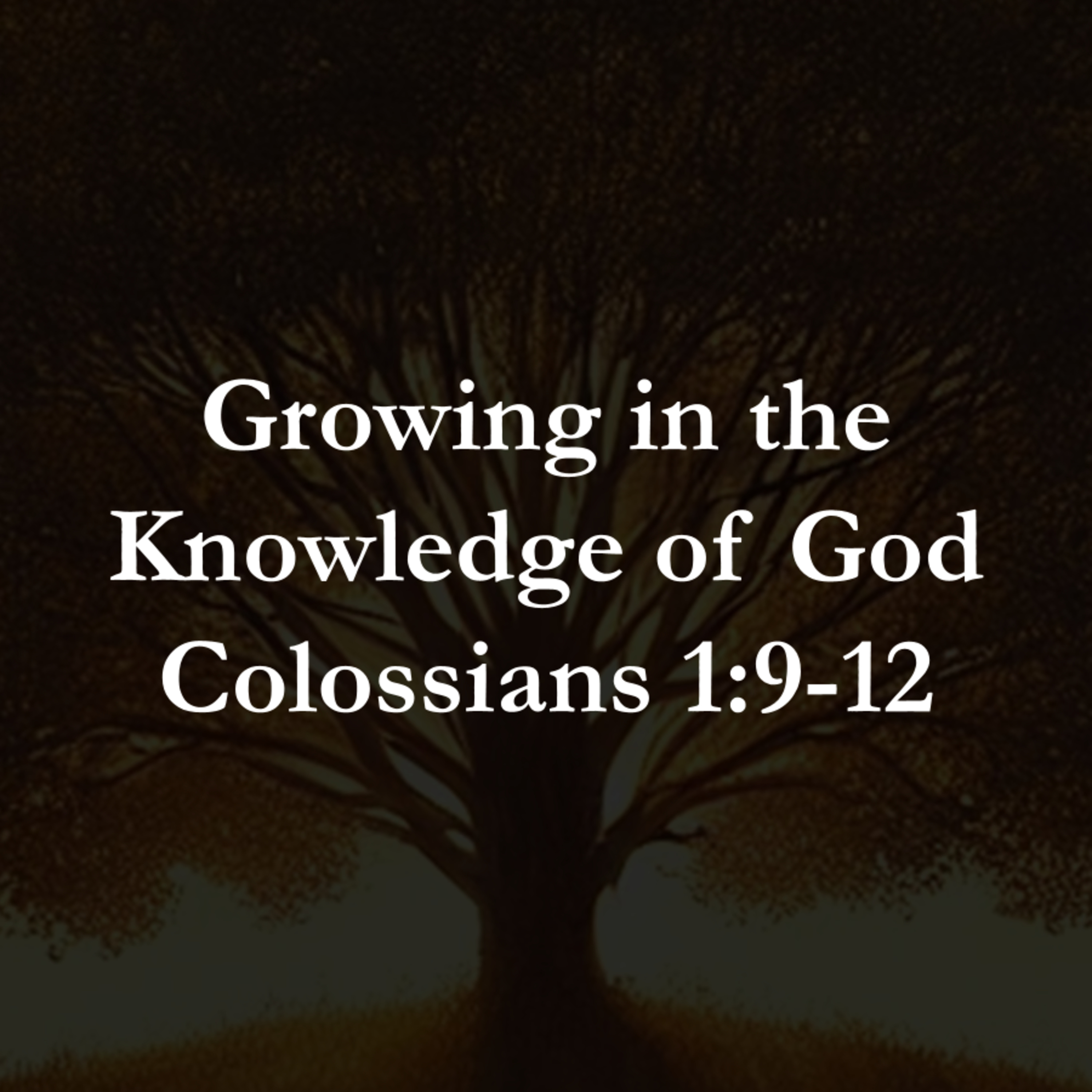 Growing in the Knowledge of God - Colossians 1:9-12