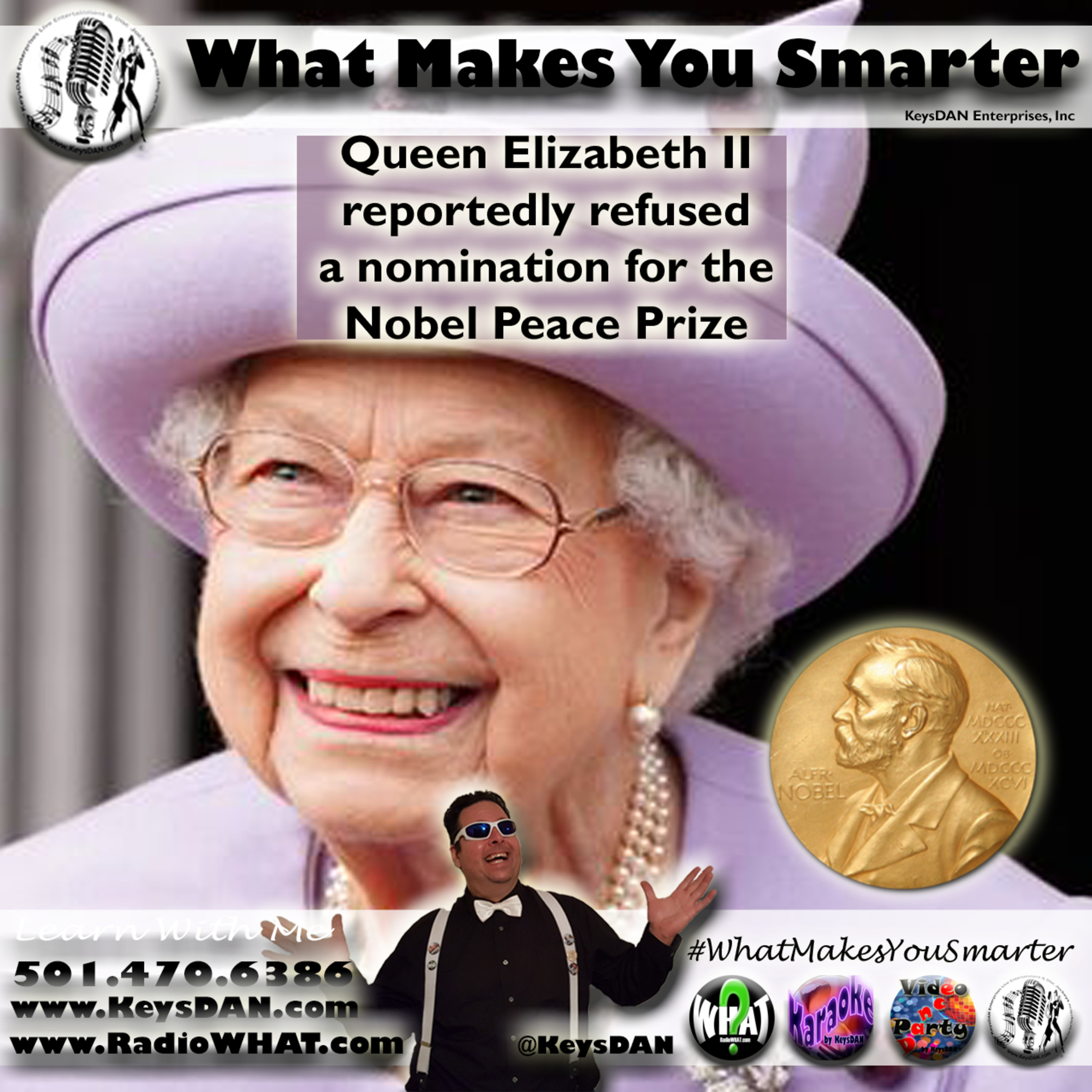 Queen Elizabeth II reportedly refused a nomination for the Nobel Peace Prize #PODCAST #WhatMakesYouSmarter #KeysDANShow @KeysDAN episode artwork