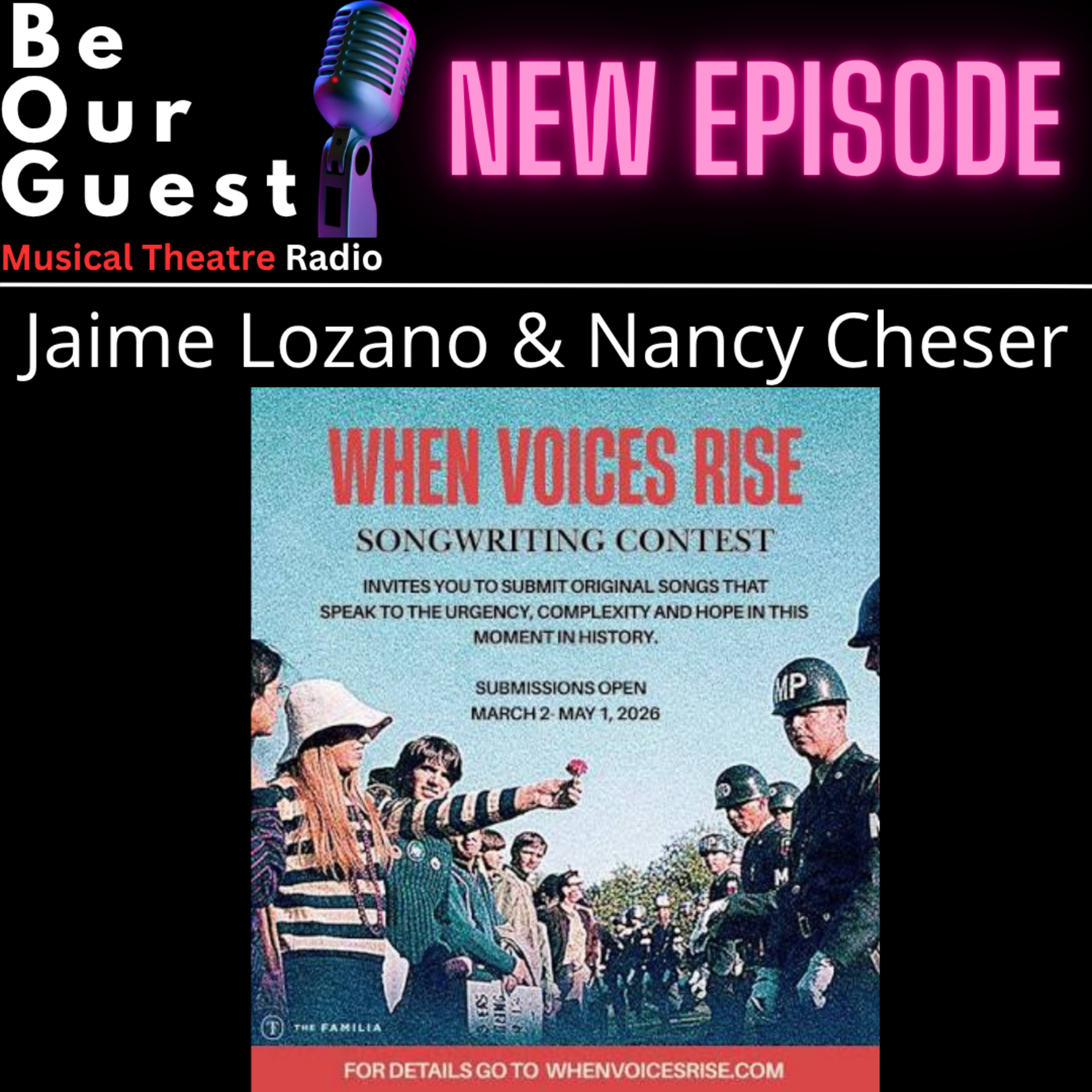 Be Our Guest with Jaime Lozano and Nancy Cheser (When Voices Rise Songwriting Contest and Concert) episode artwork