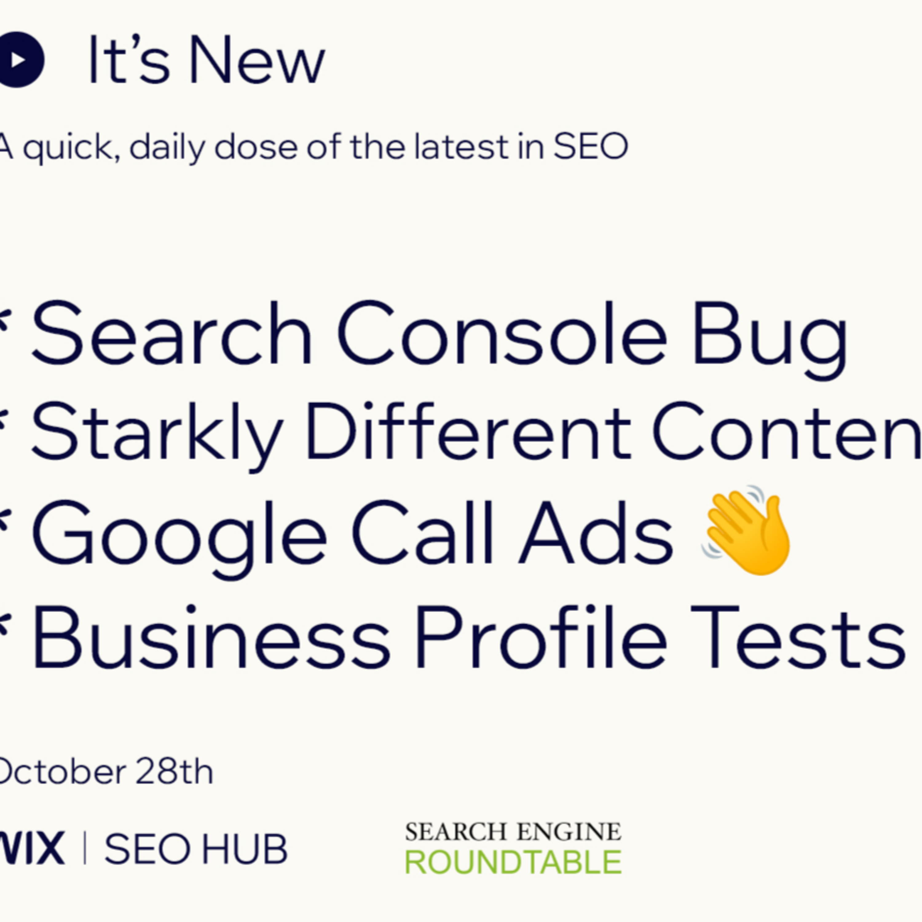 It’s New: 10/28: Search Console Bug, Ranking System Update, Google Call Ads & Business Profiles episode artwork