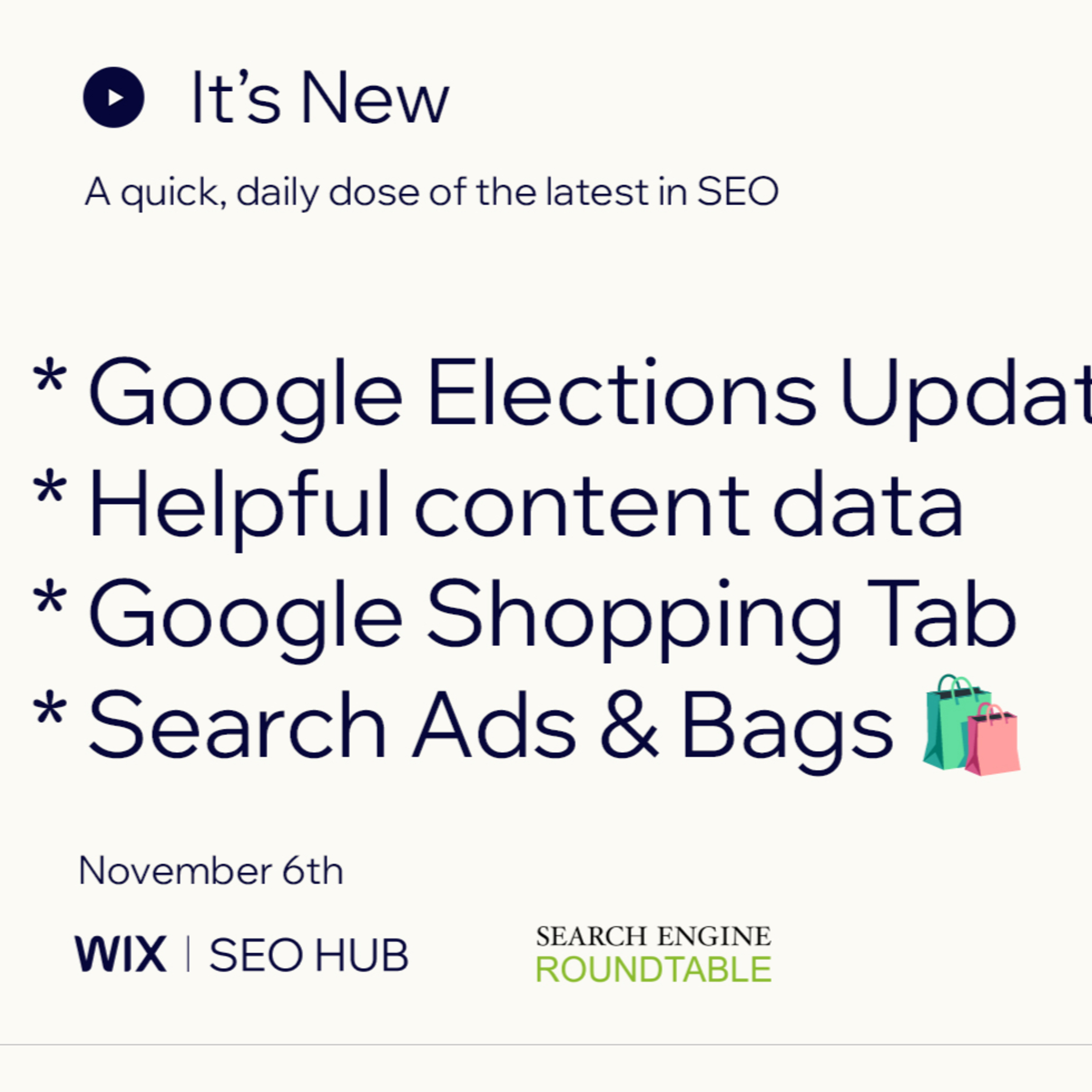 It’s New: 11/6: Google Election Search Update, HCU Data, Shopping Tab, Search Ads & More episode artwork