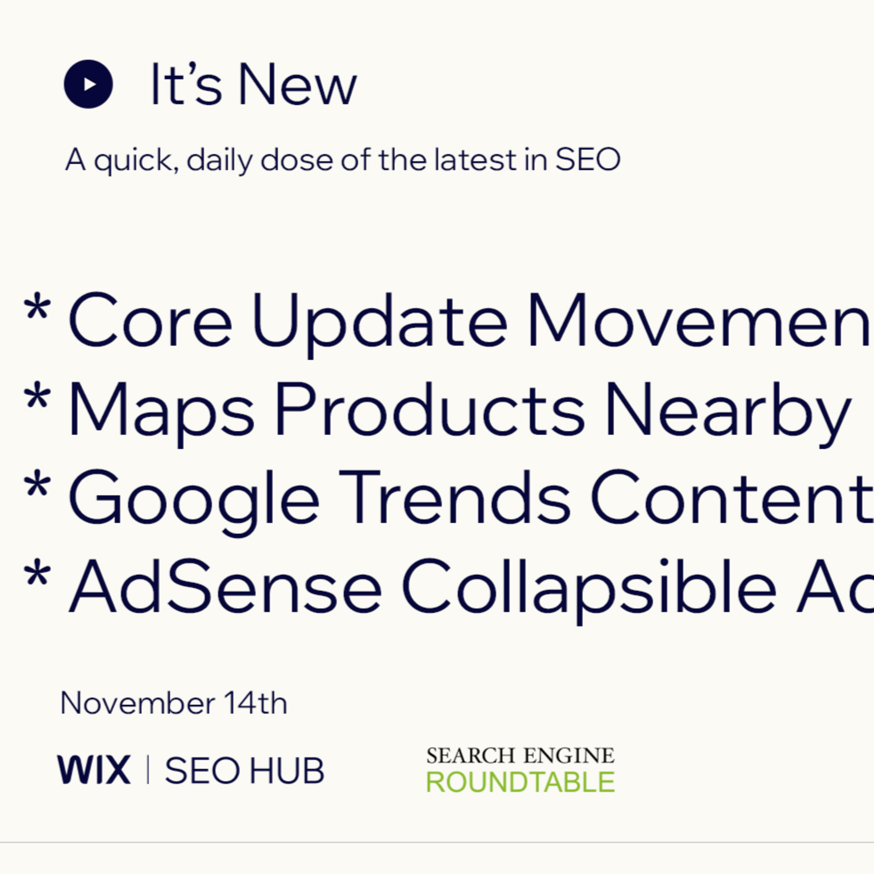 It’s New: 11/14: Google November Core Update Movement, Google Trends For Content & AdSense Collapsible Anchor Ads episode artwork