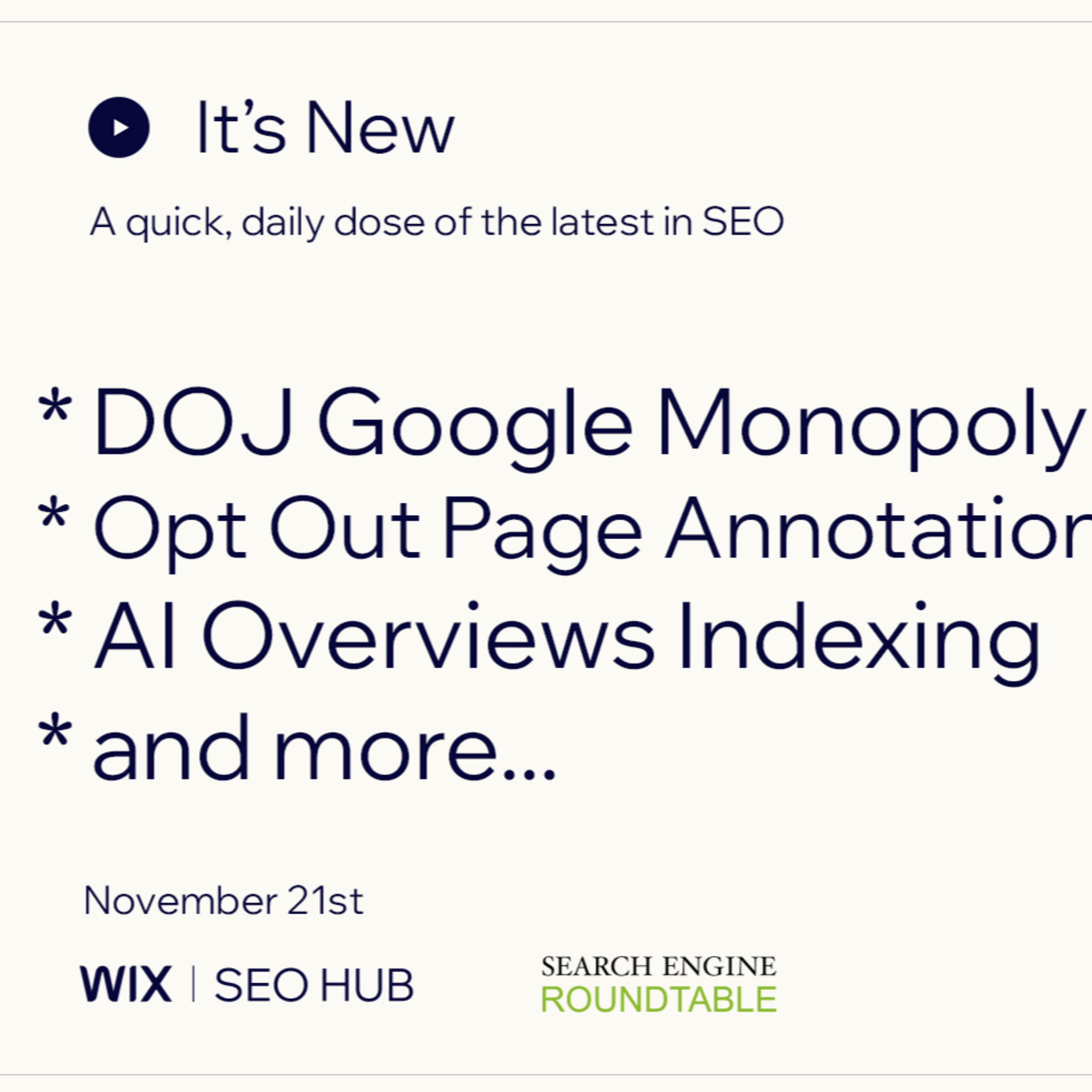 It’s New 11/21: DOJ On Google Selling Chrome, Page Annotations Are Evil & AI Overviews Indexing episode artwork