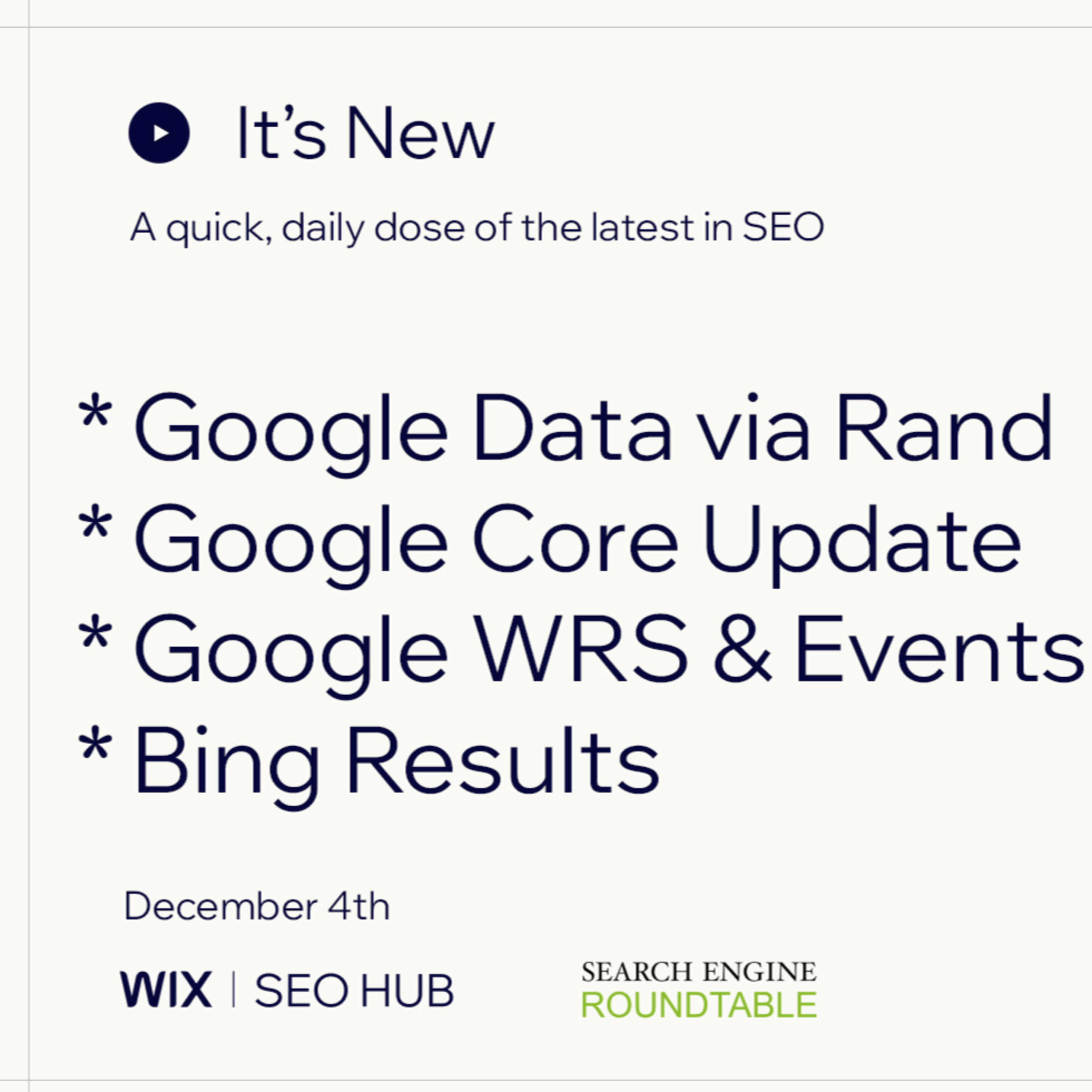 It’s New 12/4: Google SEO Data, Core Update, WRS Cache, Events & Bing Results episode artwork
