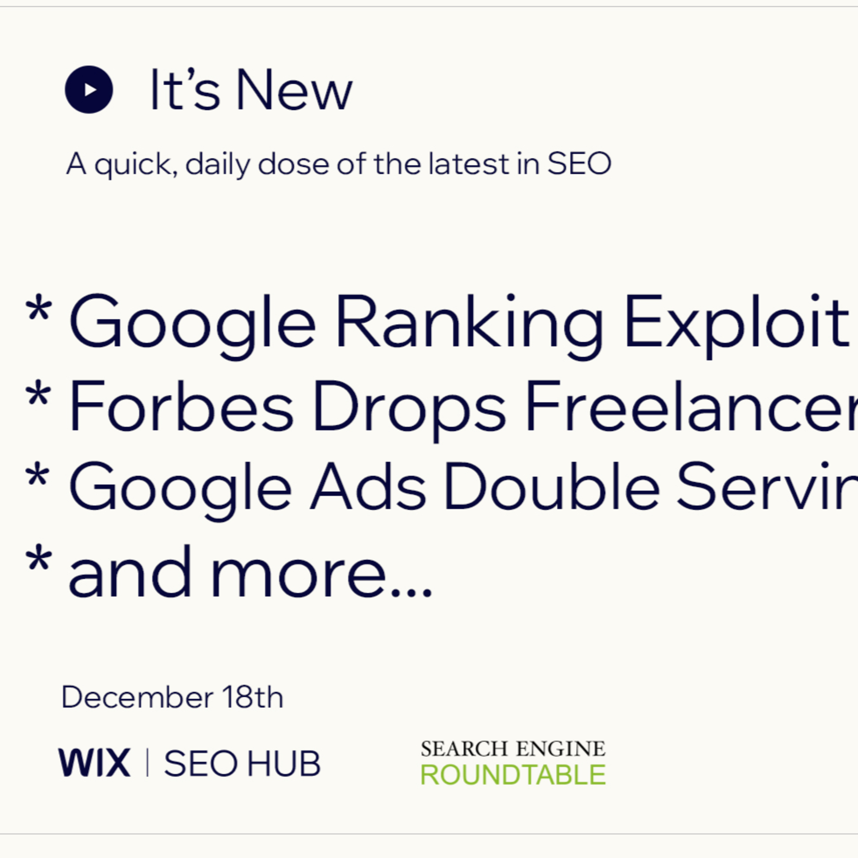 It’s New 12/18: Google Ranking Data Leak, Forbes Fires Freelancers & Google Ads Tests Double Serving episode artwork