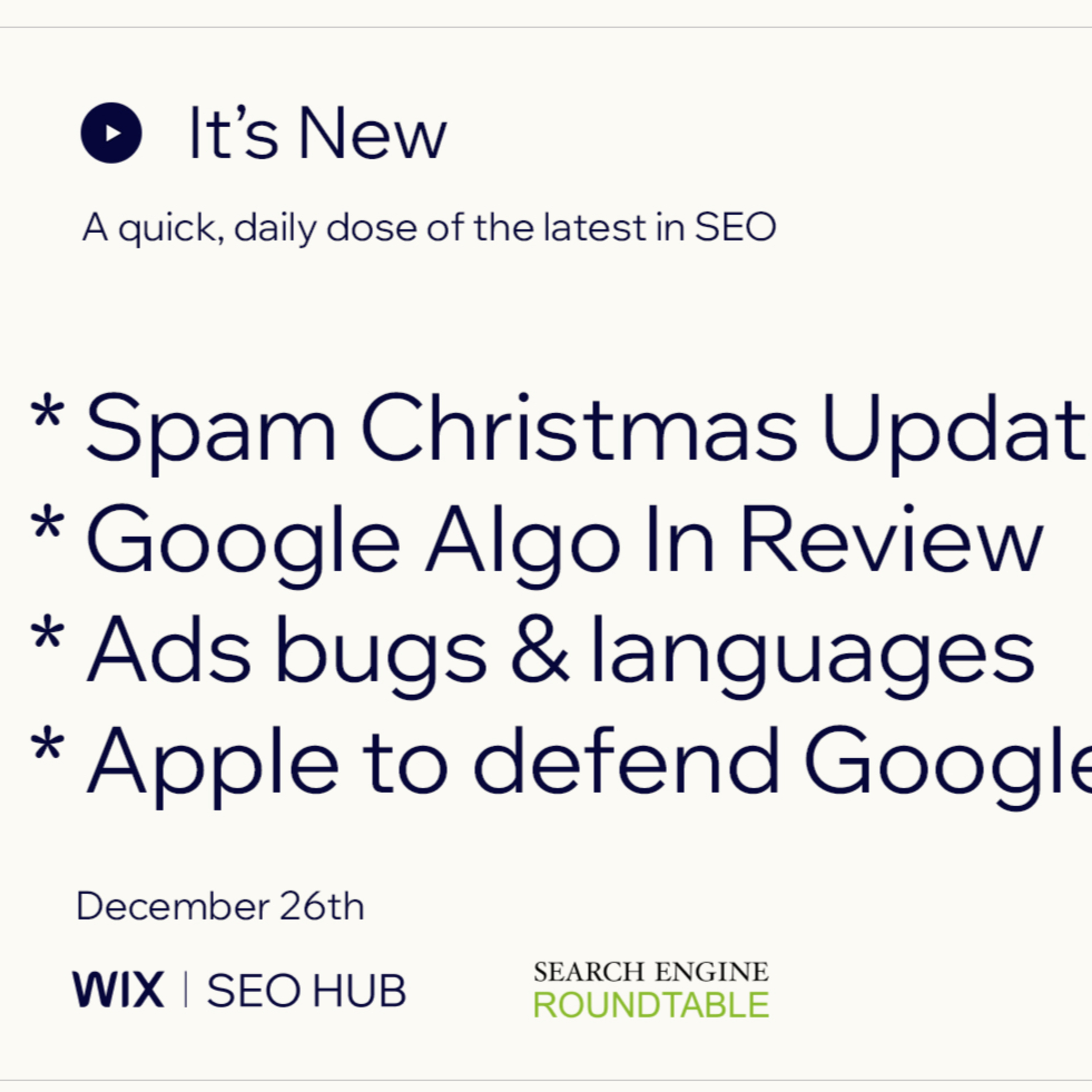 It’s New 12/26: Google Christmas Spam Update, Algos, Ads, Apple & More episode artwork