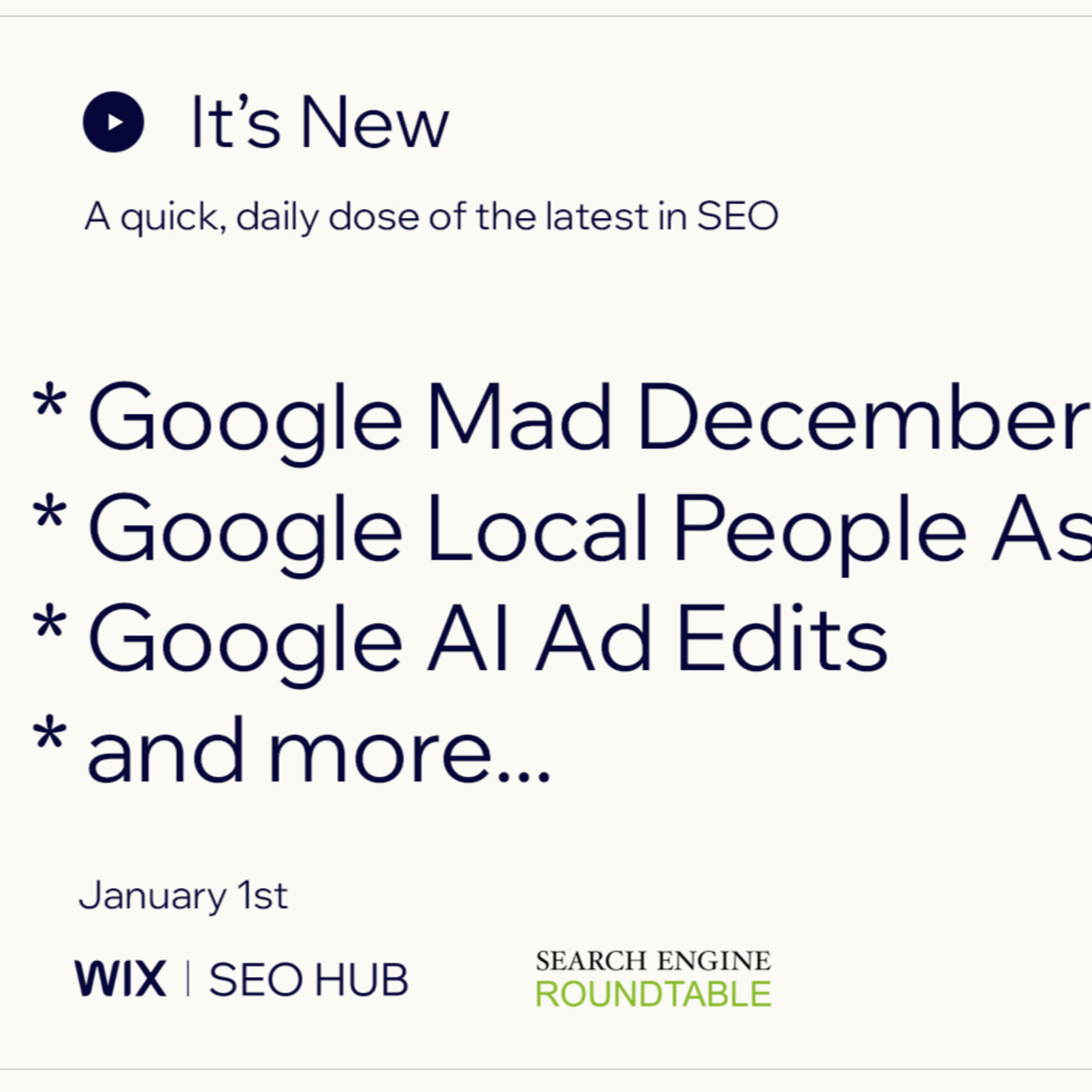 It’s New 1/2: Google Madness In December, Google Local People Talk About & Edit Ad Images With AI episode artwork