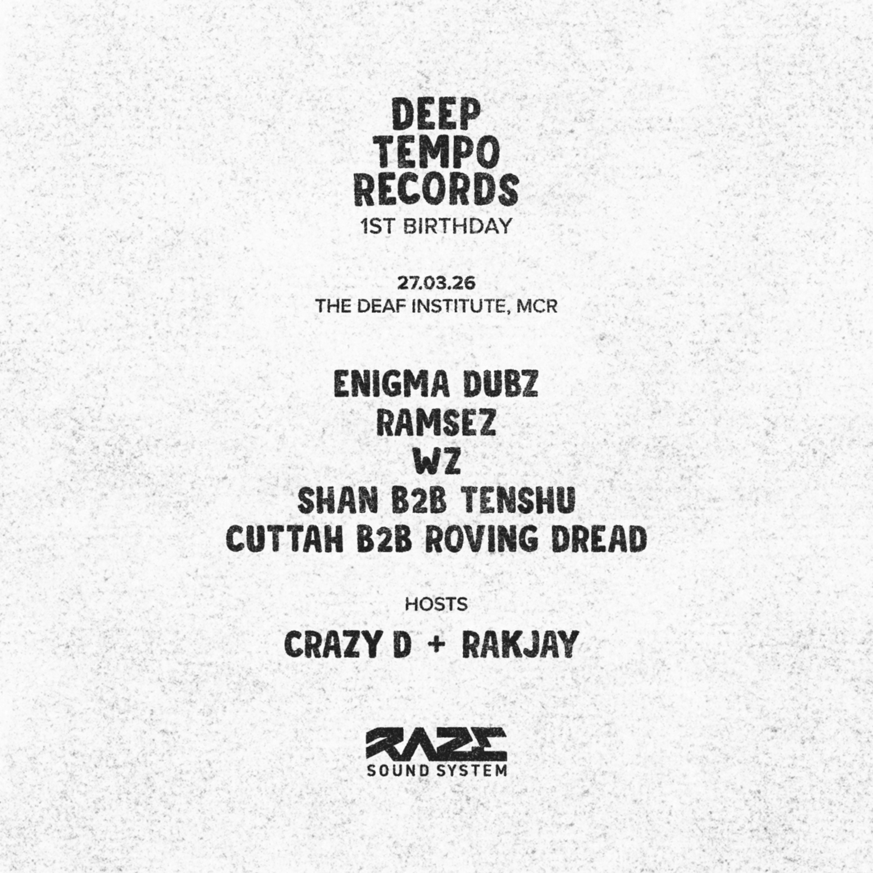 Manchester tomorrow (Friday) - Deep Tempo Records 1st Birthday